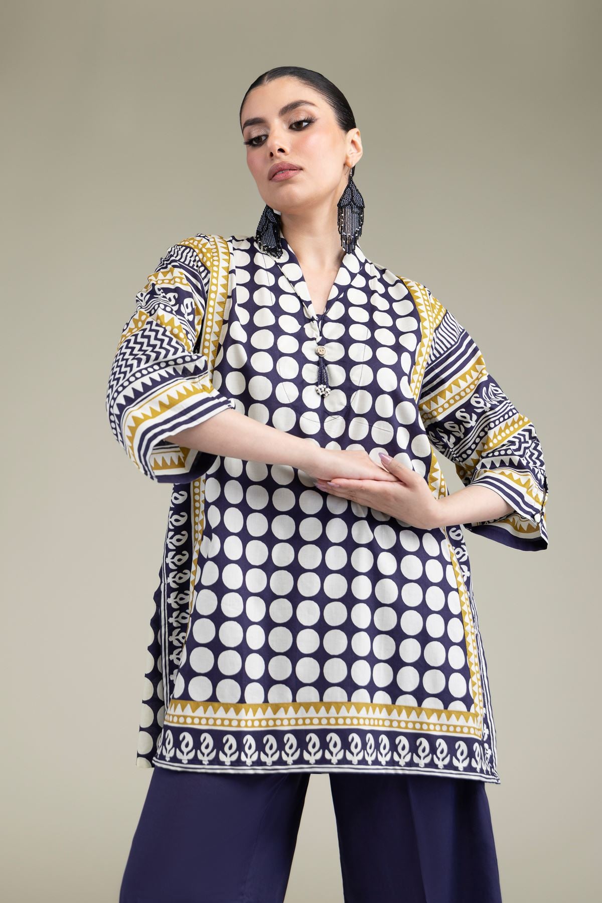 Printed Cambric Short Cambric Kurta - T-A11-26-105FC1-VG