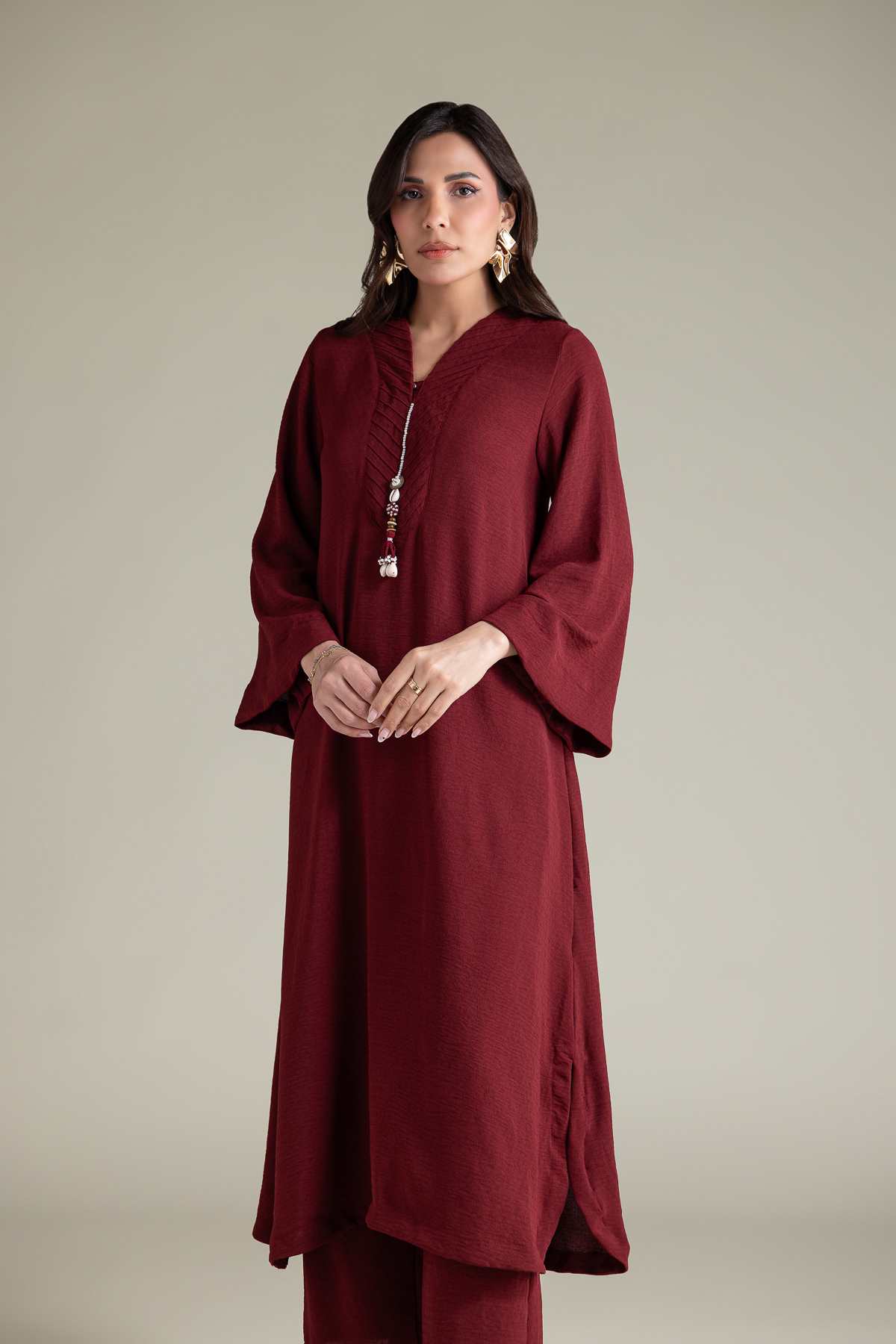 Dyed Textured Georgette Dyed Longline Kurta - T-A112-26-118EG2-VG