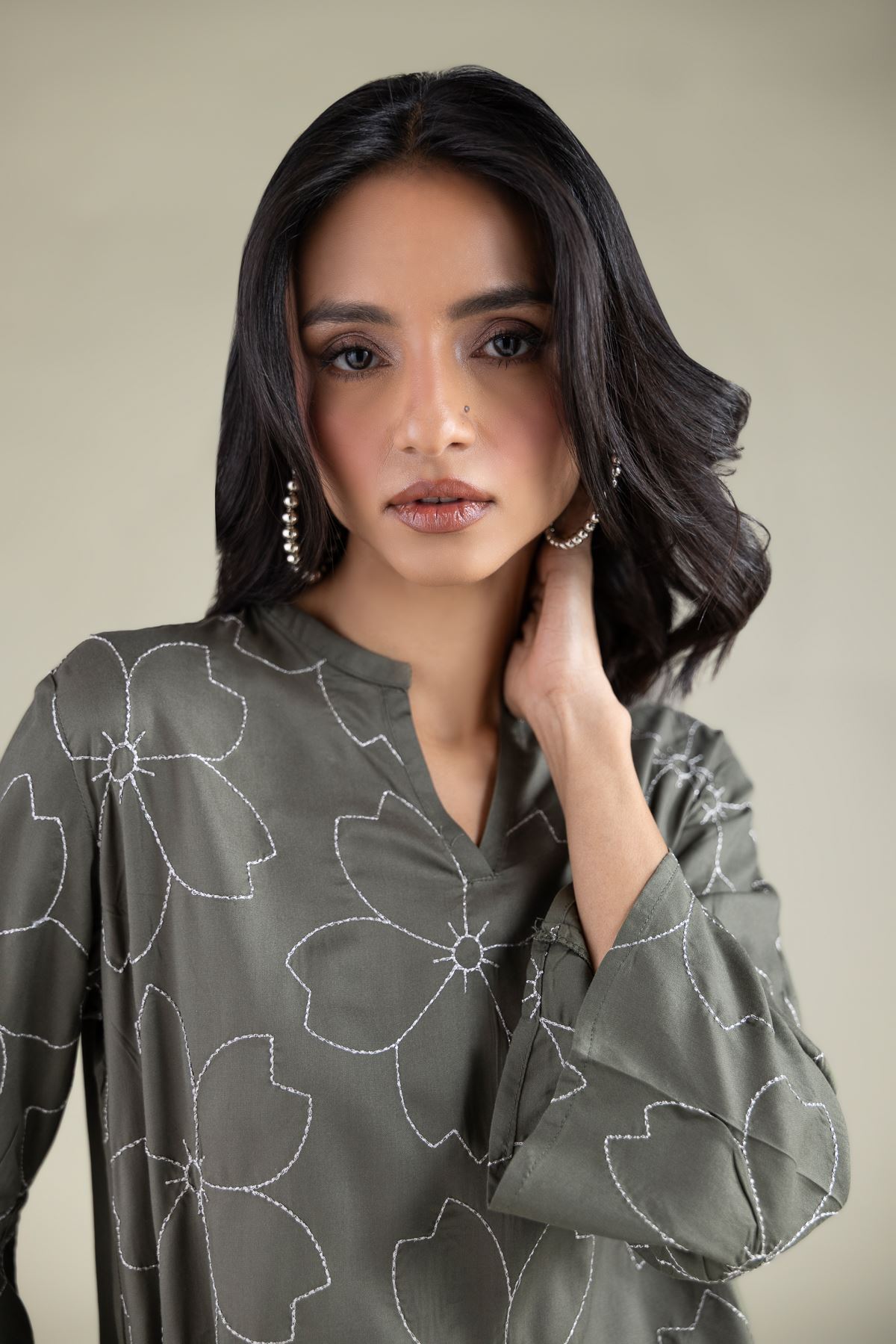 Embroidered Viscose Tunic - 1001914268