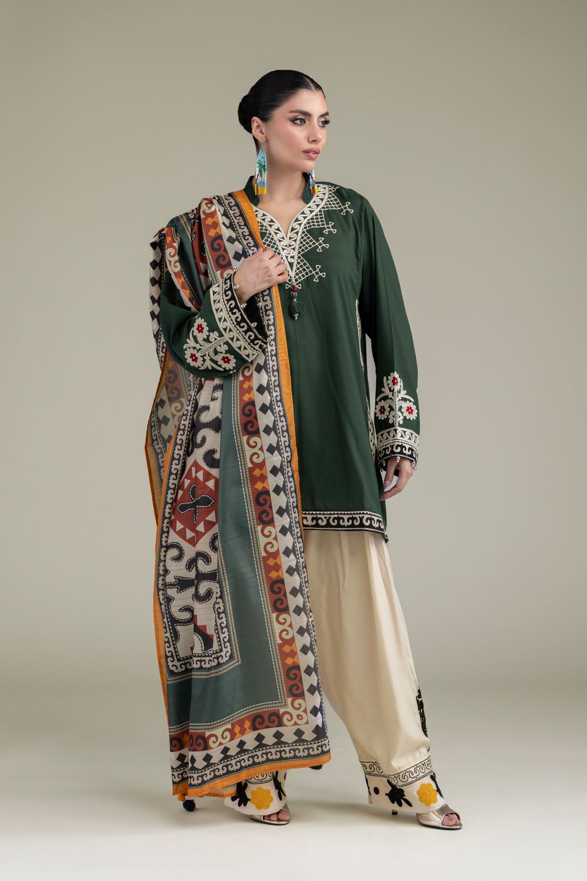 Embroidered Polyester Silk Silk Dupatta - 2-26-204-A-E1-VG