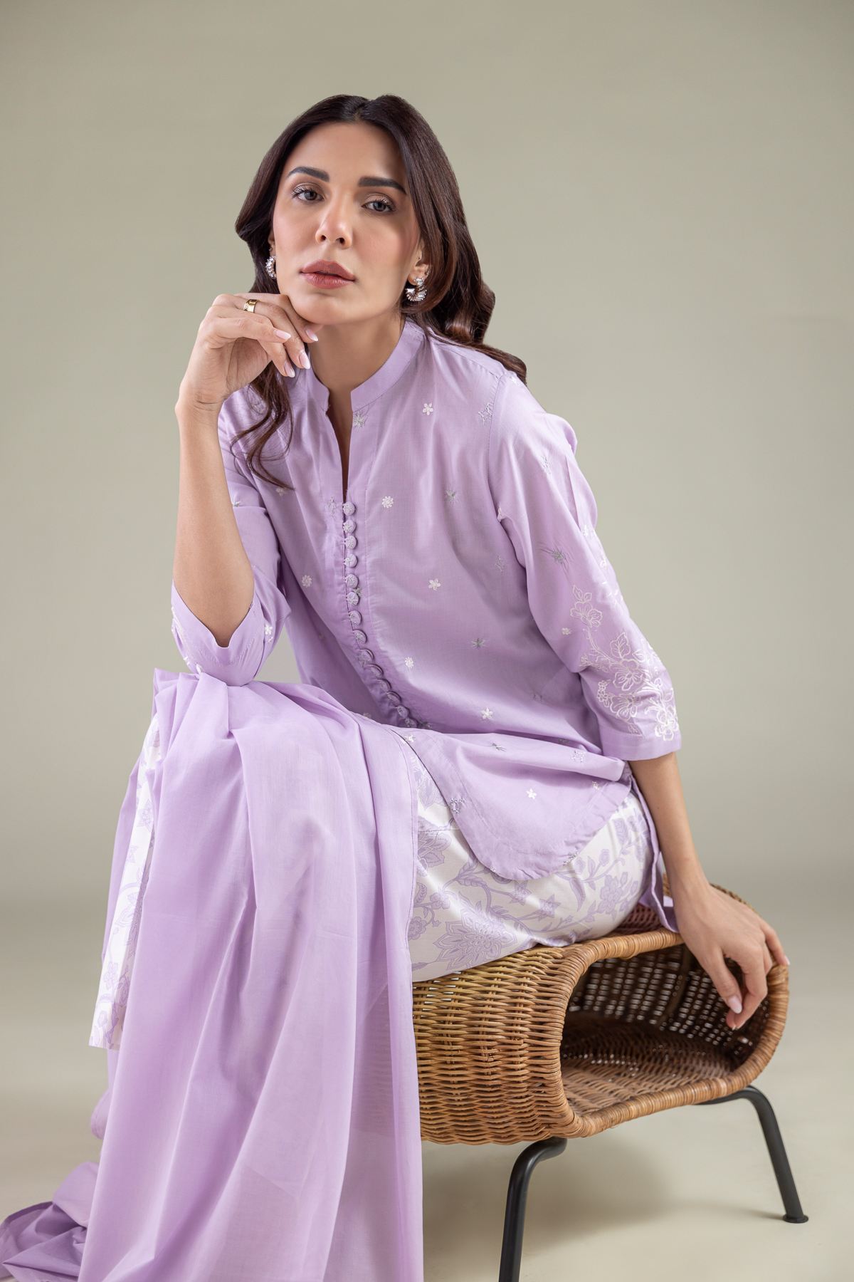 Embroidered Cambric Kurta - 1-26-113-A-G-VG