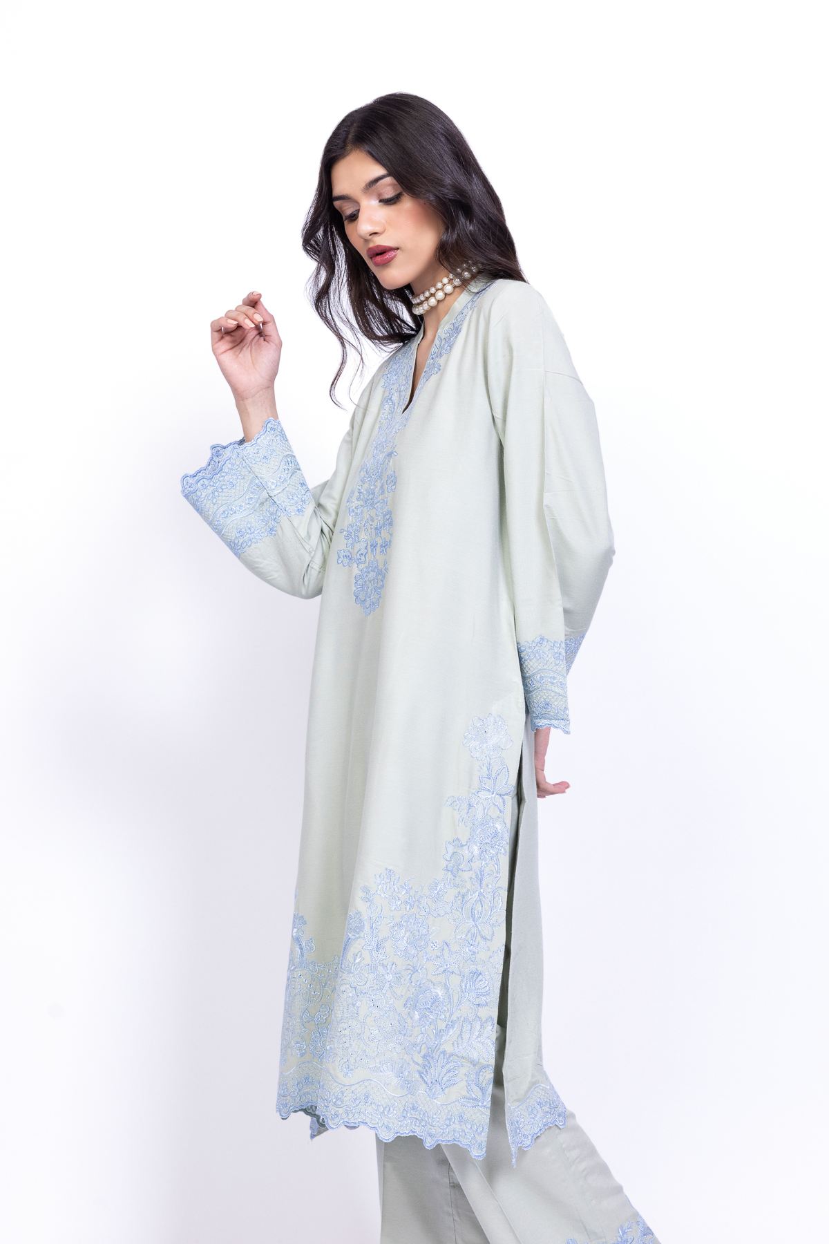 Embroidered Raw Silk Kurta - 25-09-12E2-01TA-VG