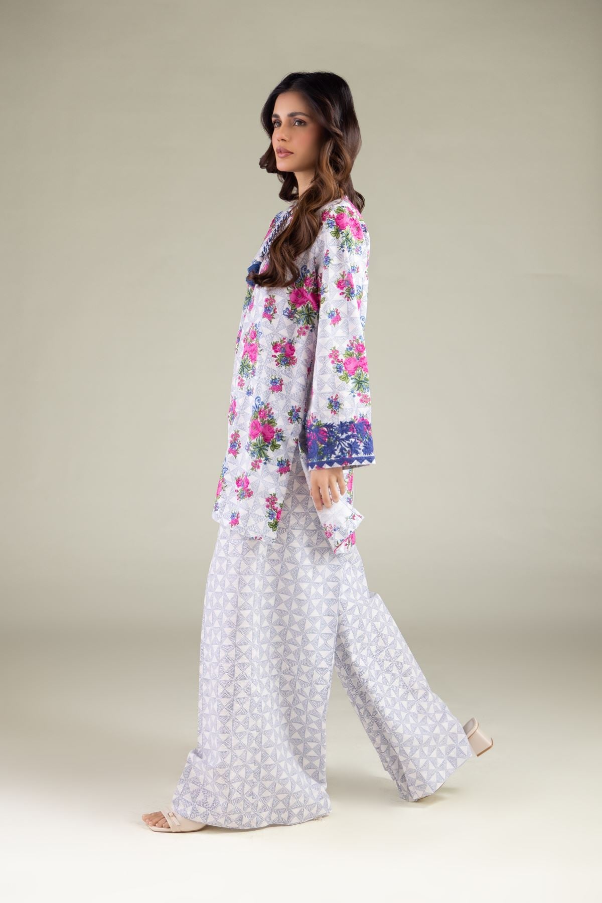 Embroidered Textured Cotton Geometric Tassel Kurta - 1-26-238-A-C1-VG