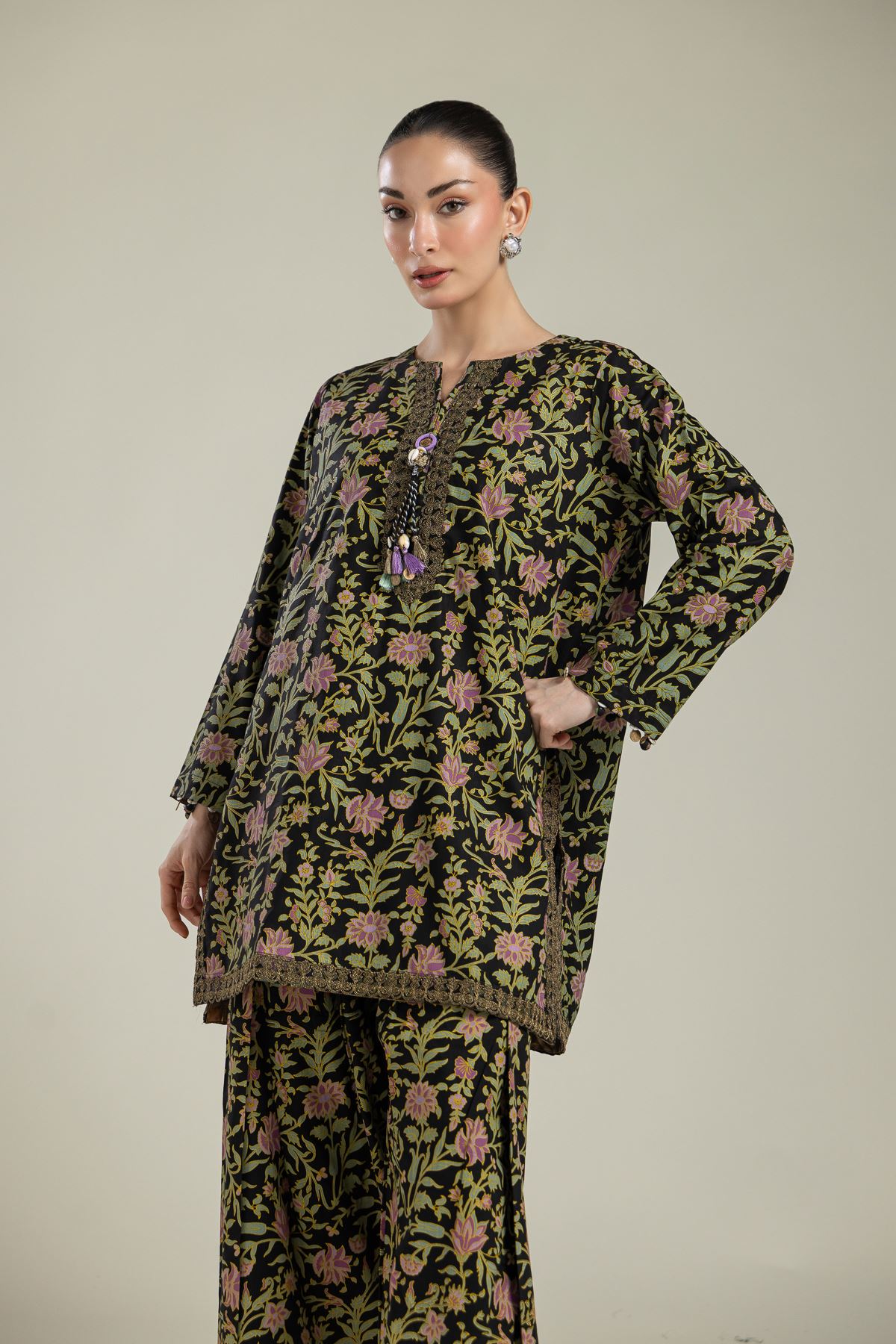 Raw Silk 2-Piece Co-ord Set - 1-26-134-A-G-VG