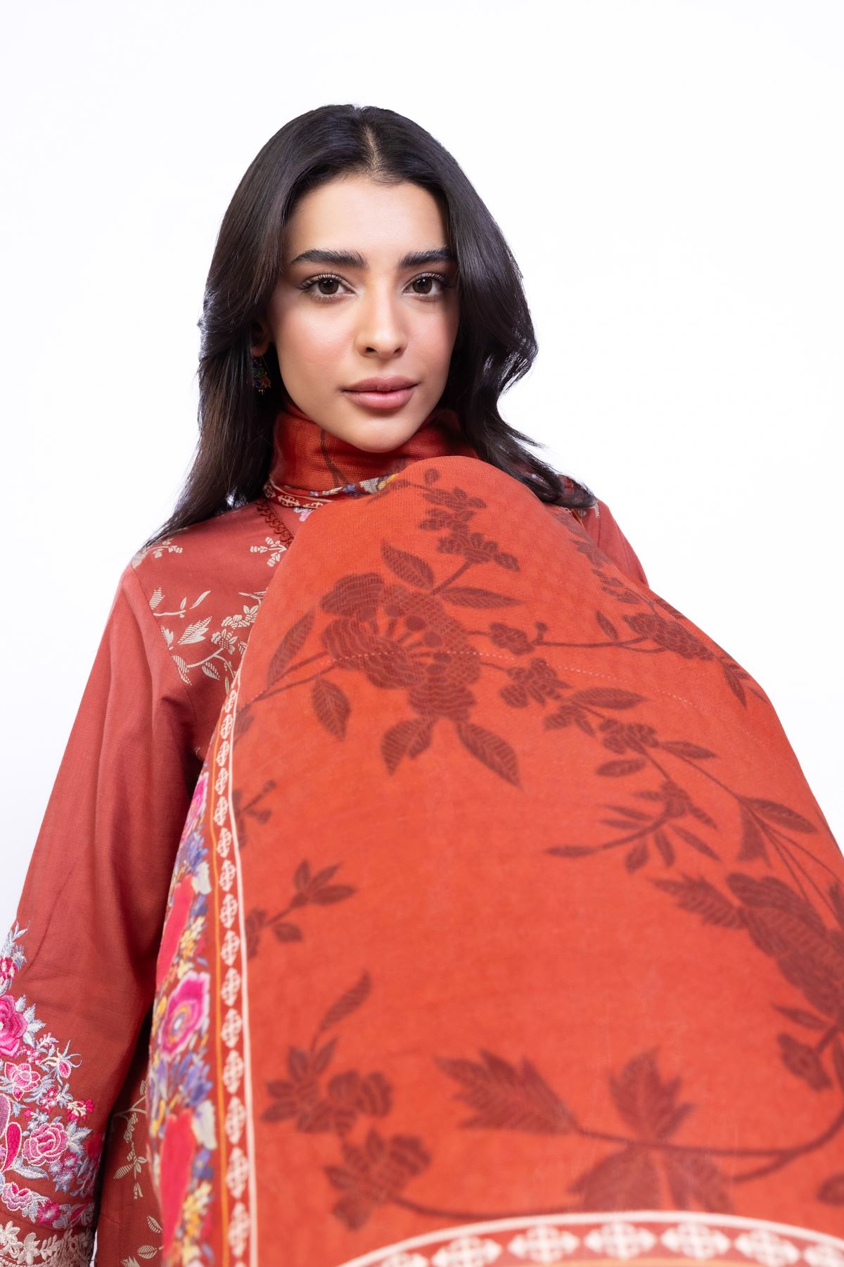 Printed Dobby Net Dupatta - 25-10-12E1-04TA-VG