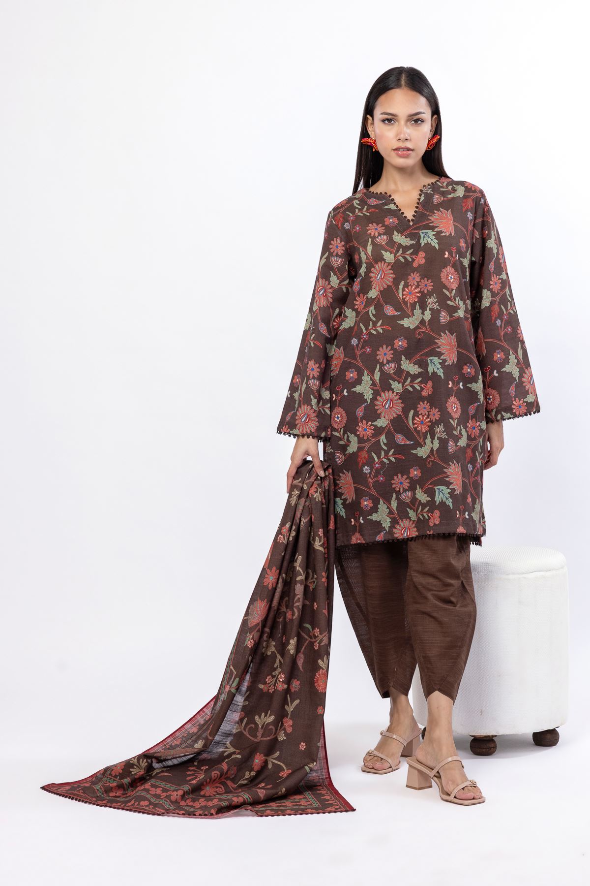 Printed Khaddar Tailored 3 Piece - 25-10-10S1-01TB-VG