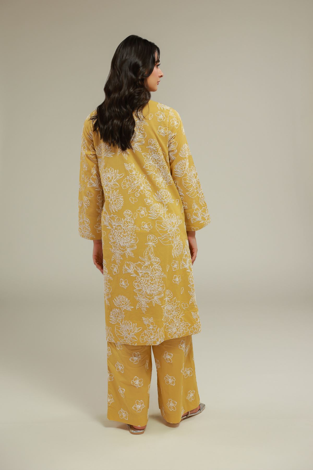 Cambric Floral Longline Kurta - T-A22-26-106FJ-VG