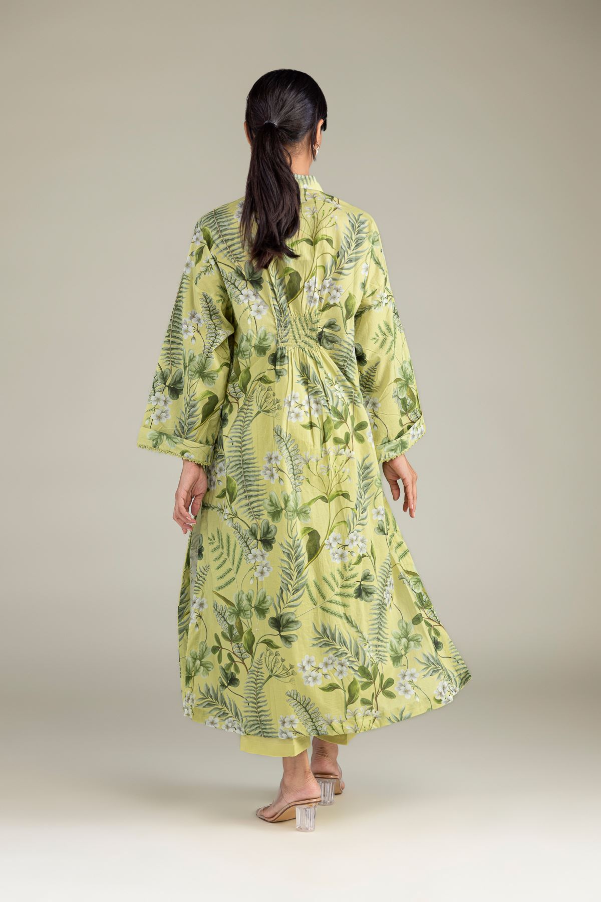 Printed Cambric Floral Longline Kurta - 2-26-301-B-F1-VG