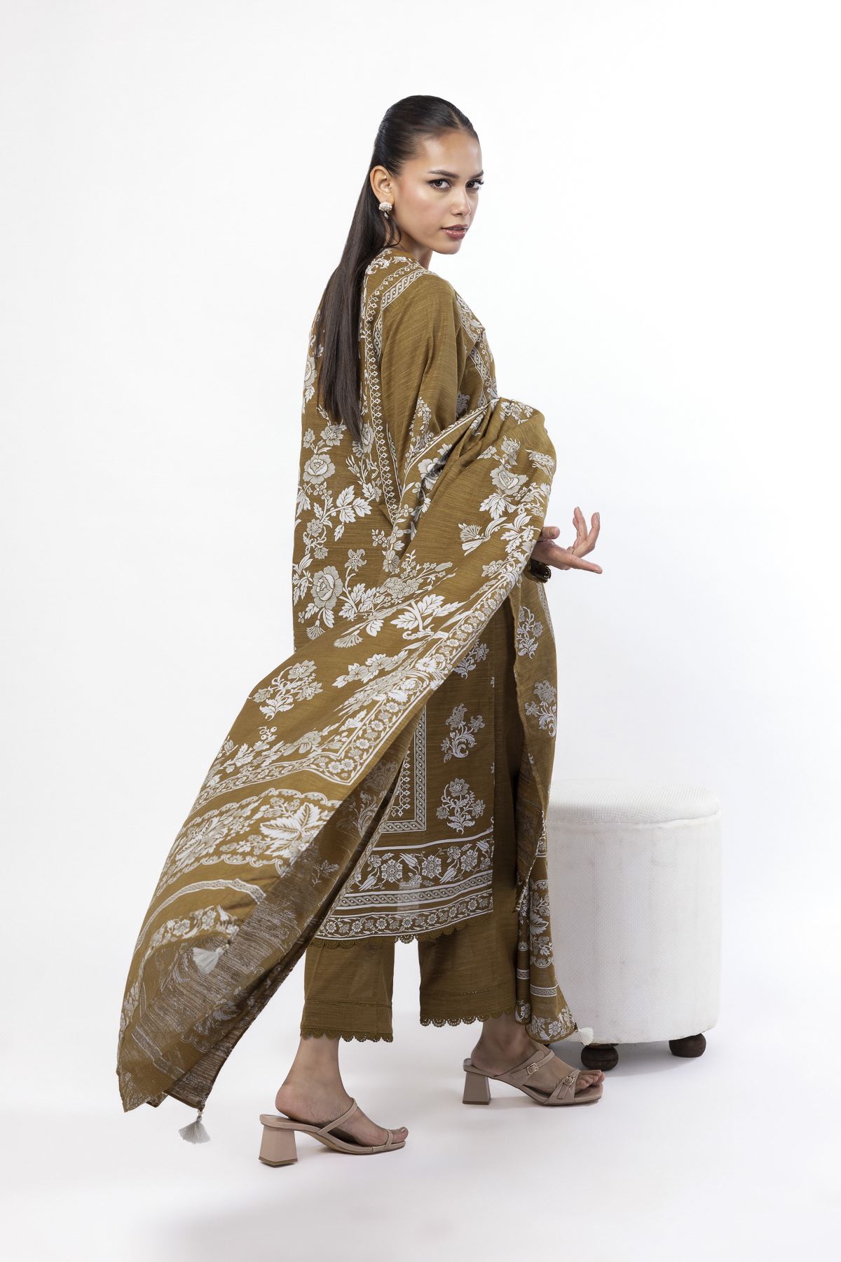 Printed Slub Cotton Tailored 3 Piece - CV08BST-VG