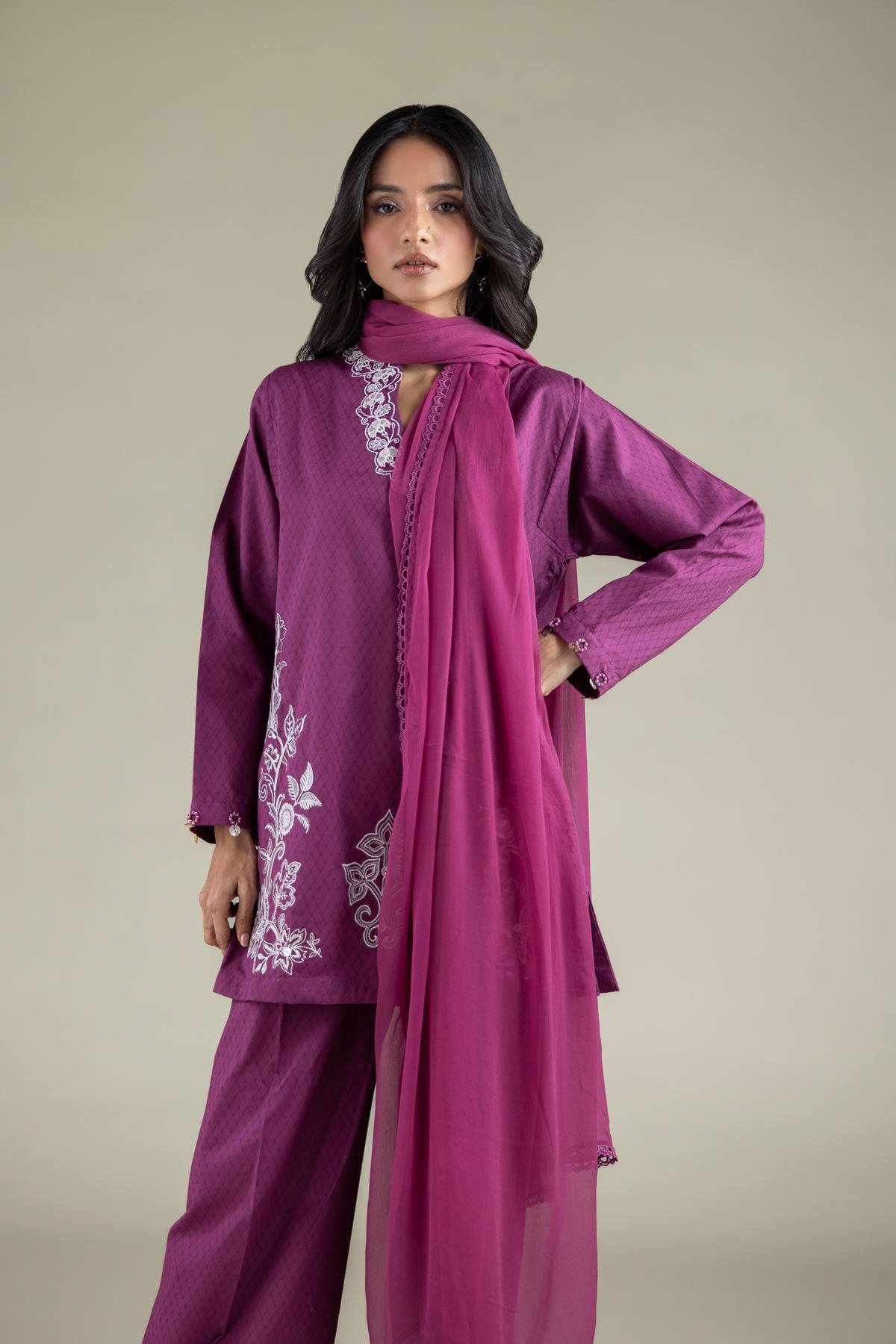 Embroidered Chiffon Embroidered Dupatta - 1-26-127-A-E-VG