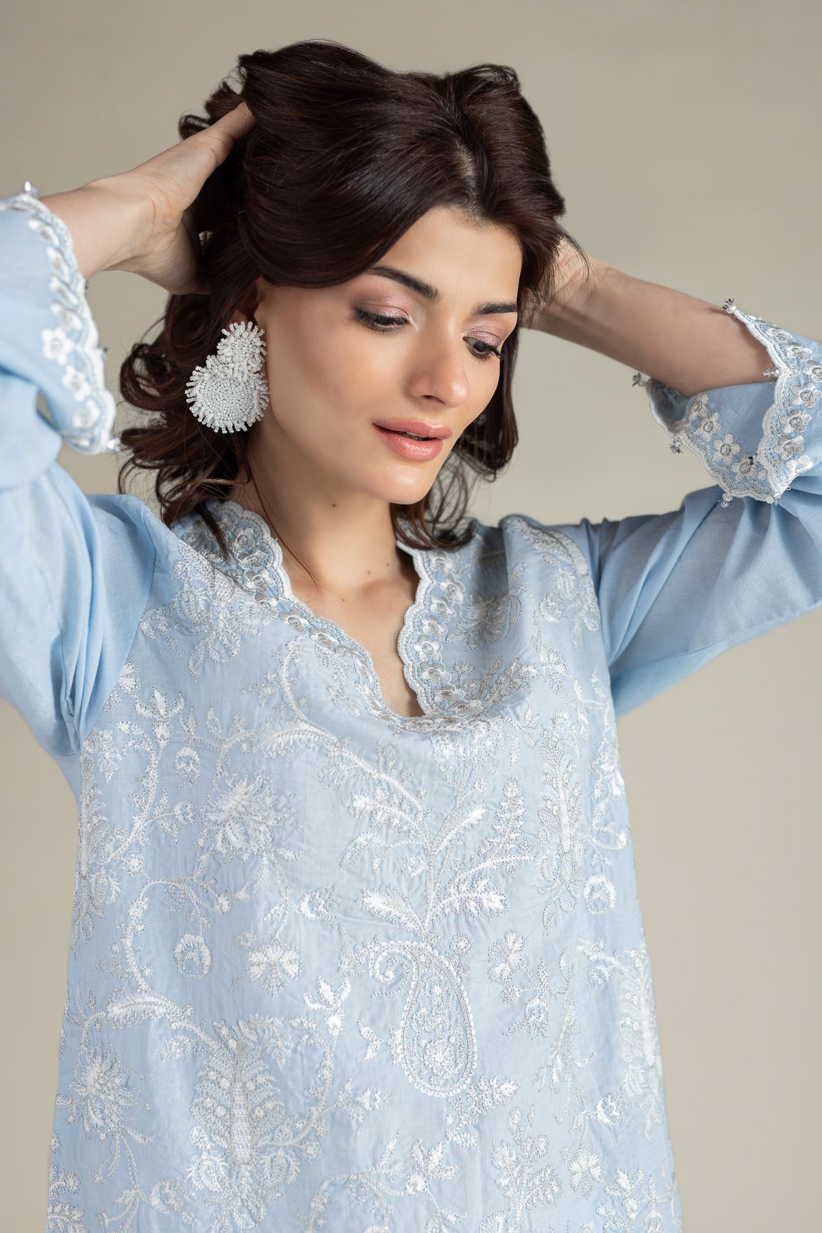 Embroidered Cambric Fabrics 2 Piece | Top and Bottom - A33-26-109FB1-VG