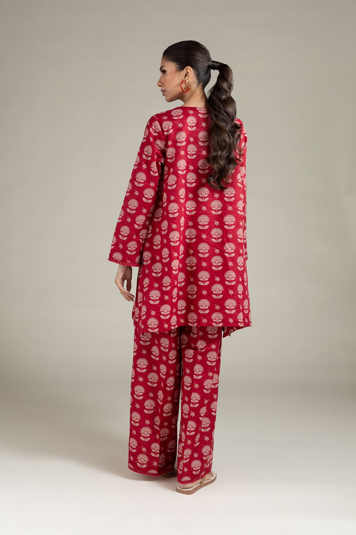 Printed Khaddar Kurta - EET245137A-VG