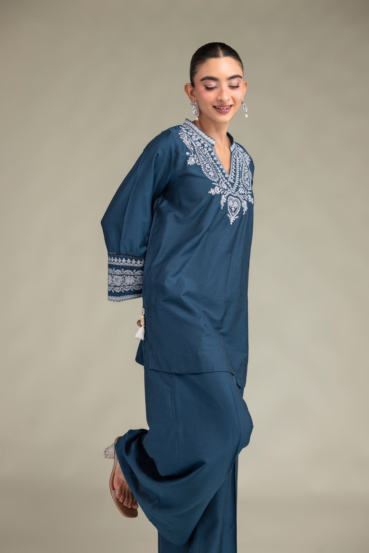 Printed Raw Silk Floral Silk Kurta - 1-26-244-A-D1-VG