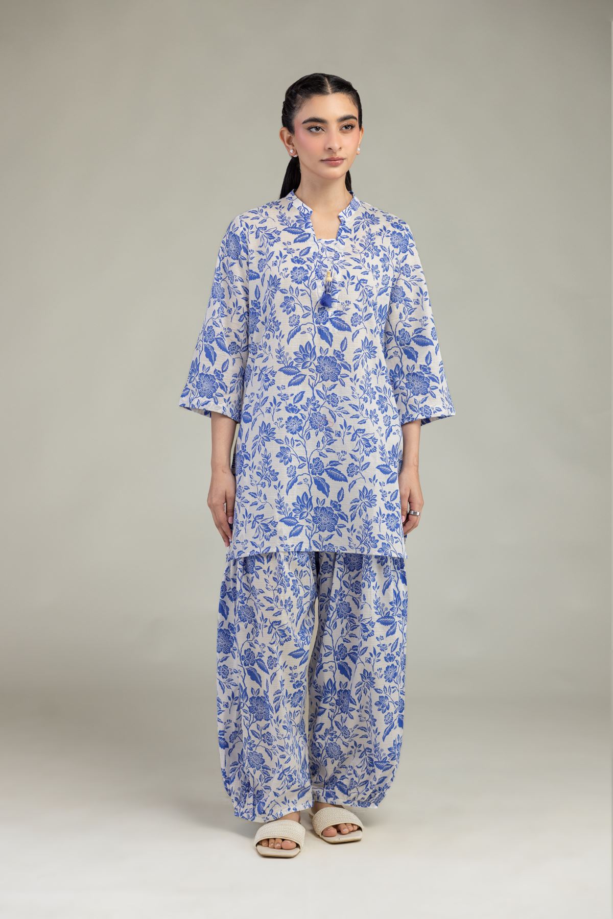 Printed Cotton Dobby Cotton Floral Shalwar - 1-26-225-A-C1-VG