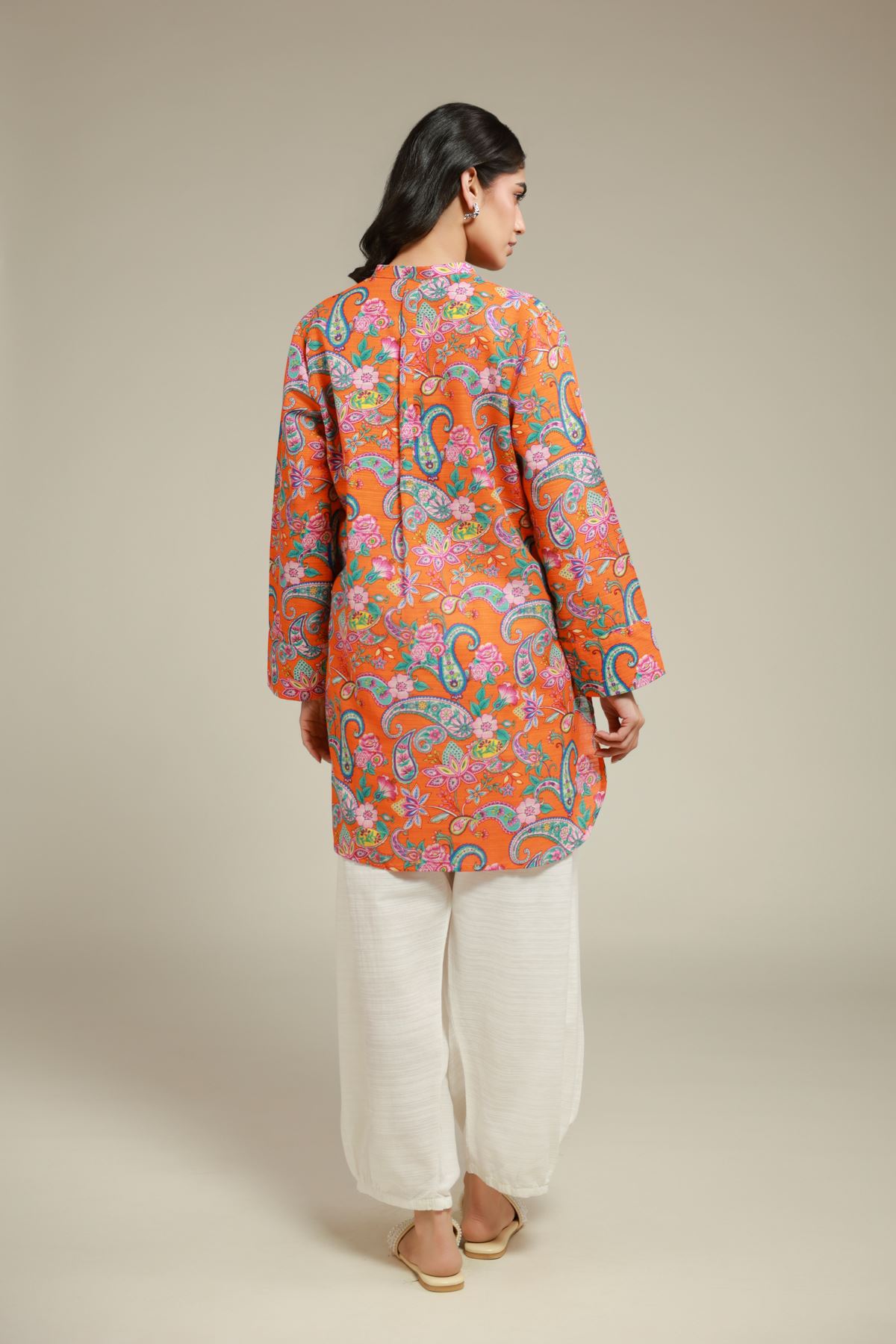 Printed Textured Cotton Floral Paisley Kurta - 1-26-101-A-E-VG