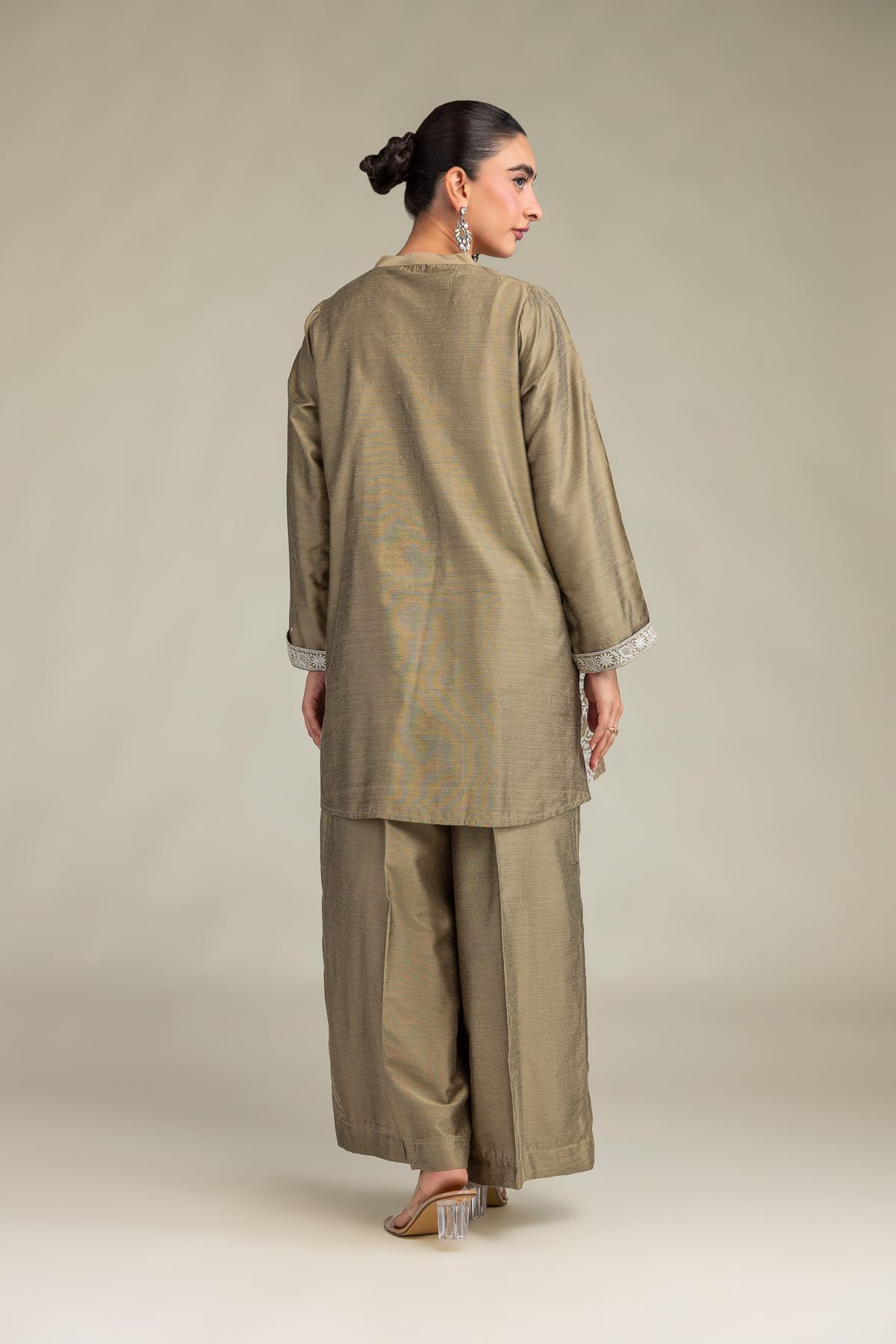 Printed Raw Silk Floral Silk Kurta - 1-26-244-A-D1-VG