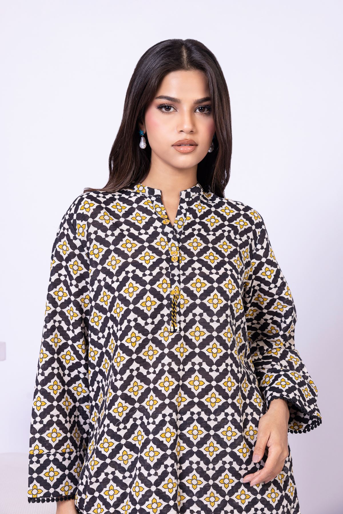 Printed Textured Cotton Kurta - 25-09-11E14-08TA-VG