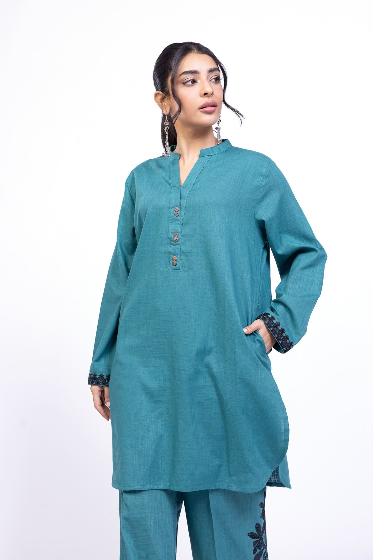 Embroidered Heavy Textured Cotton Kurta - OTD4-EX22-10TA-VG