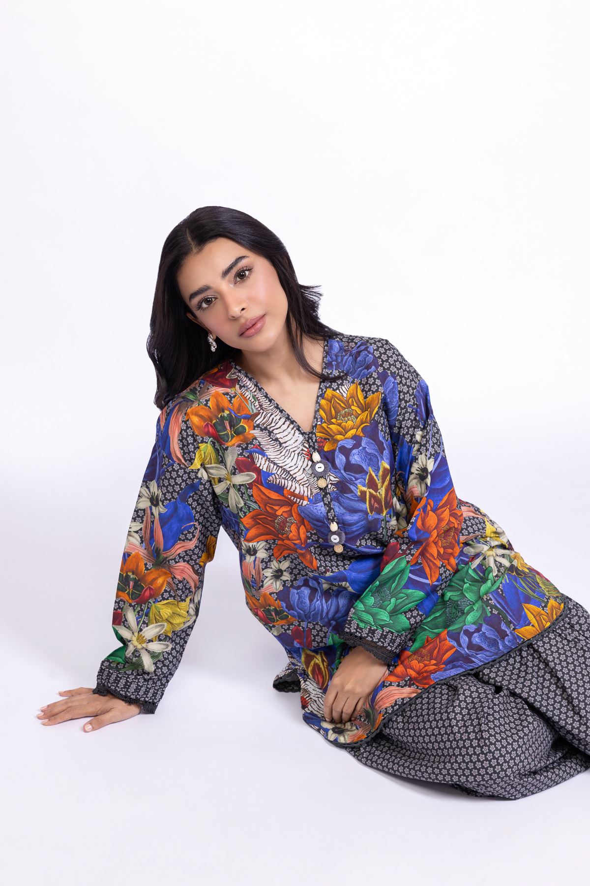 Printed Cotton Viscose Kurta - 25-04EX14-07TA-VG