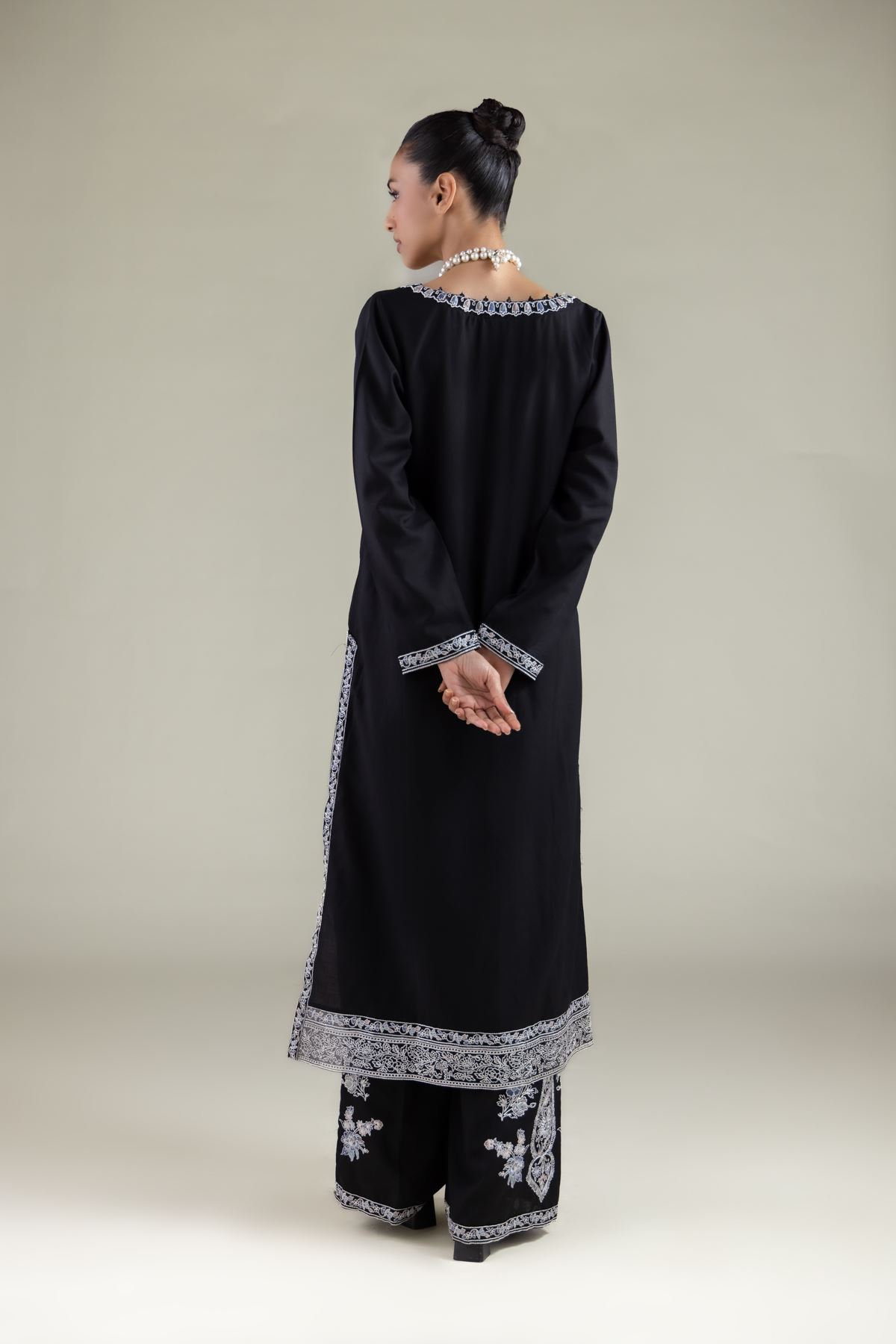 Embroidered Raw Silk Kurta - 2-26-105-A-D-VG
