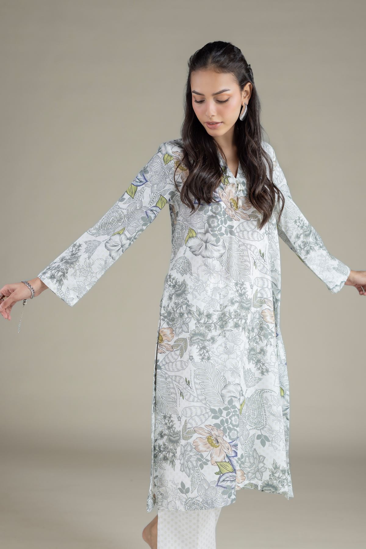 Printed Cotton Dobby Kurta - 25-10-12E12-02TA-VG