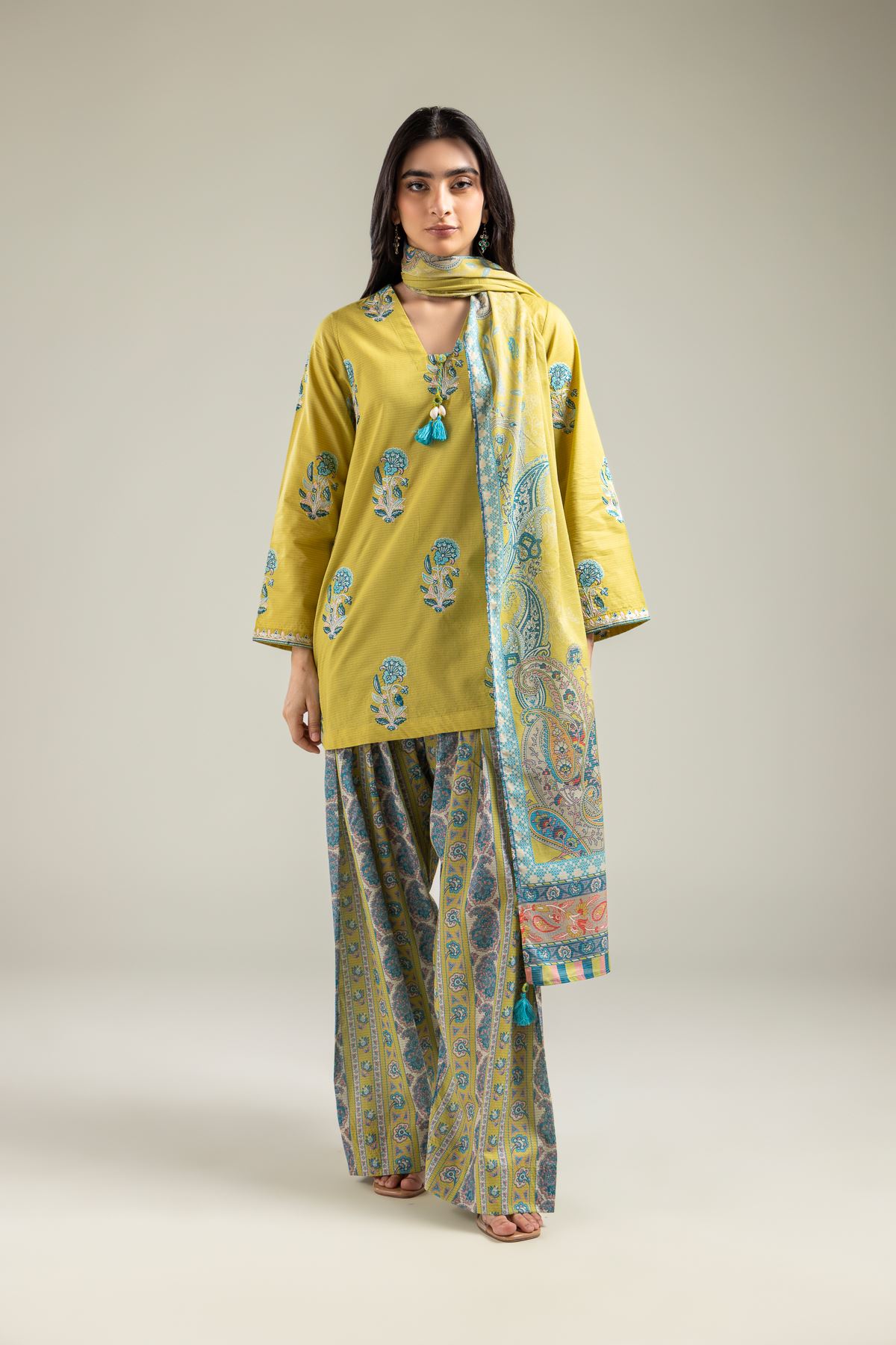 Embroidered Mesuri Yellow Mesuri Shalwar - 1-26-142-A-A-VG