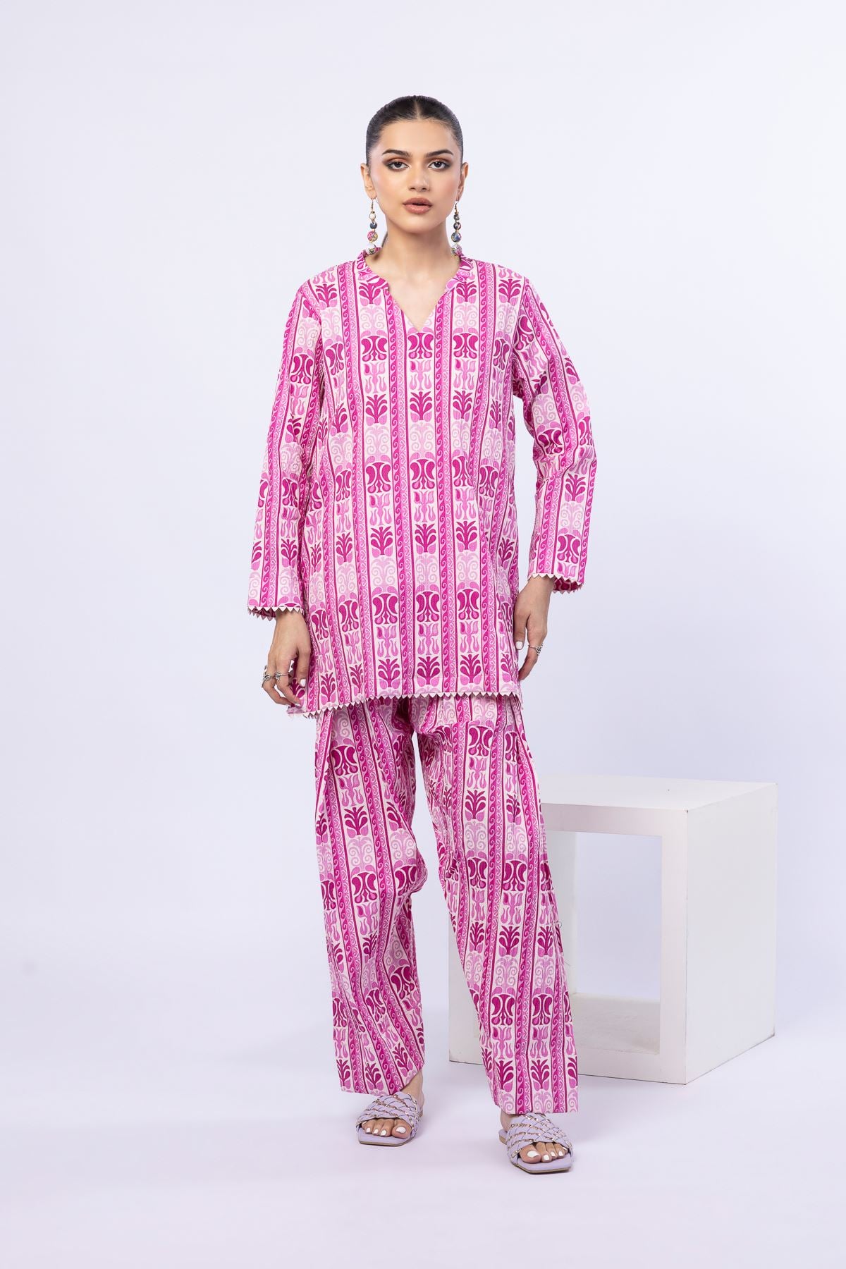 Printed Ripple Crinkle Pants - 25-04E48-07TA-VG