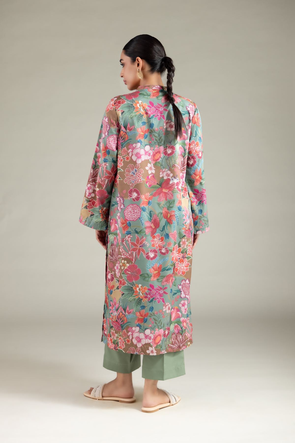 Printed Polyester Silk Kurta - 1-26-130-A-B-VG