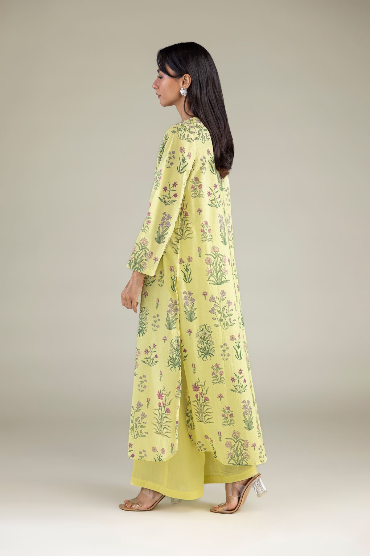Printed Cambric Solid Yellow Pants - 1-26-102-A-F-VG