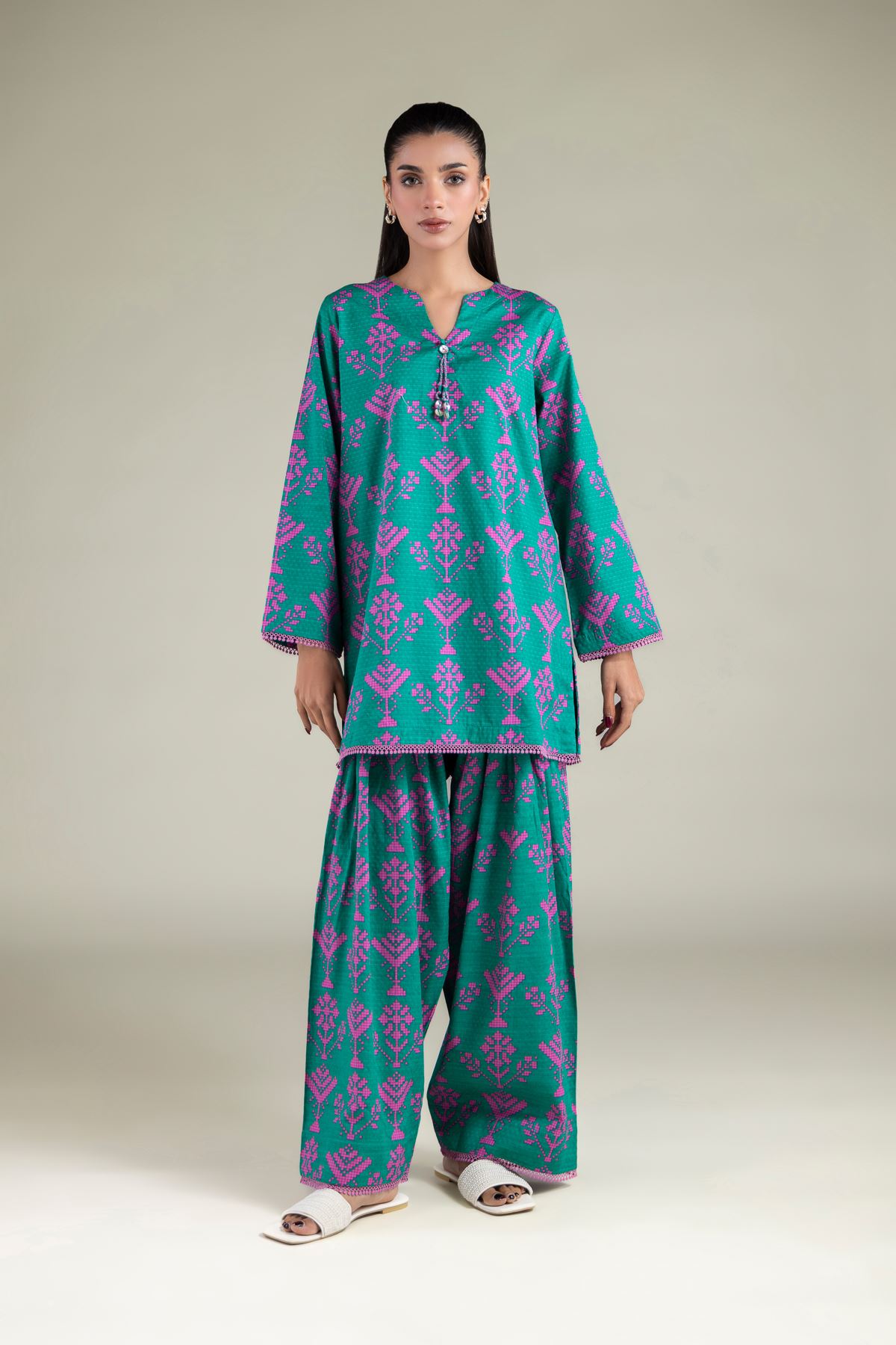 Printed Cotton Dobby Shalwar - 25-00-X2-07TA-VG