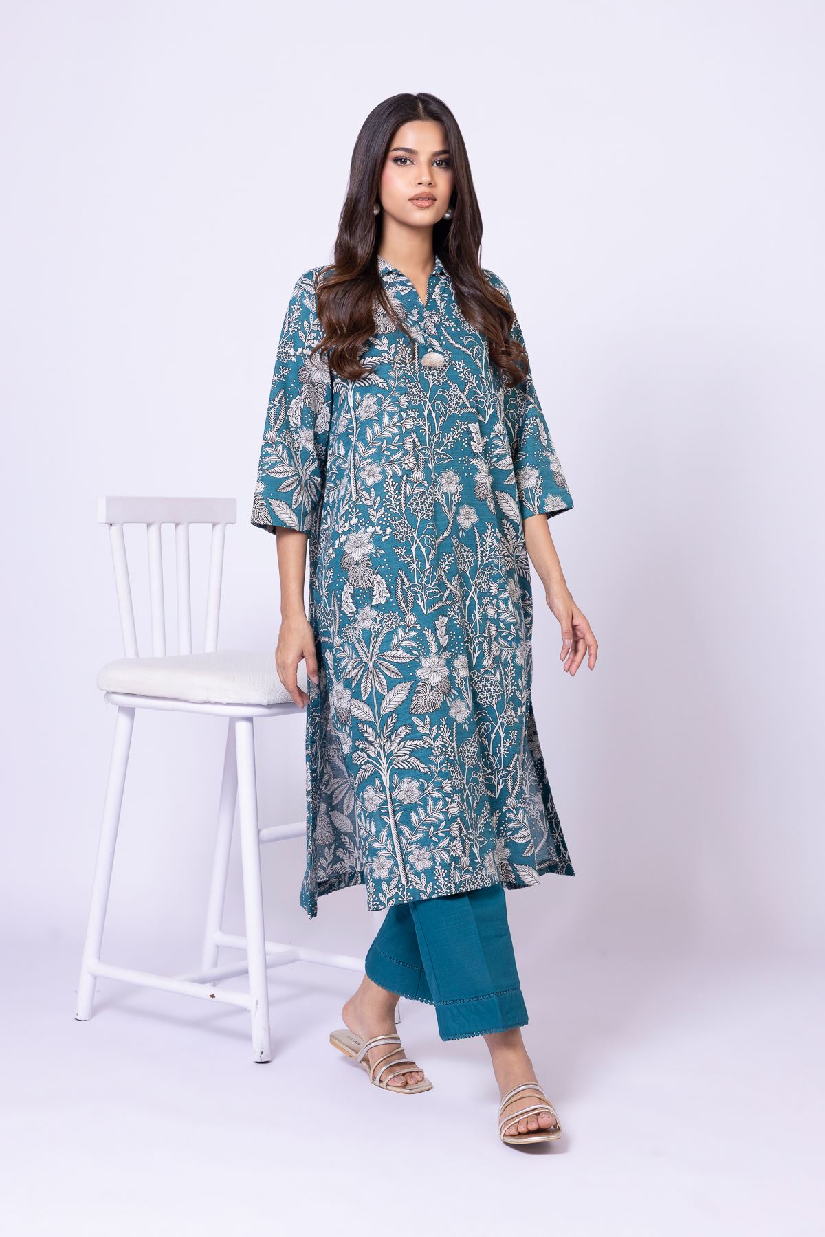 Dyed Khaddar Pants - 25-10-12E7-02TB-VG
