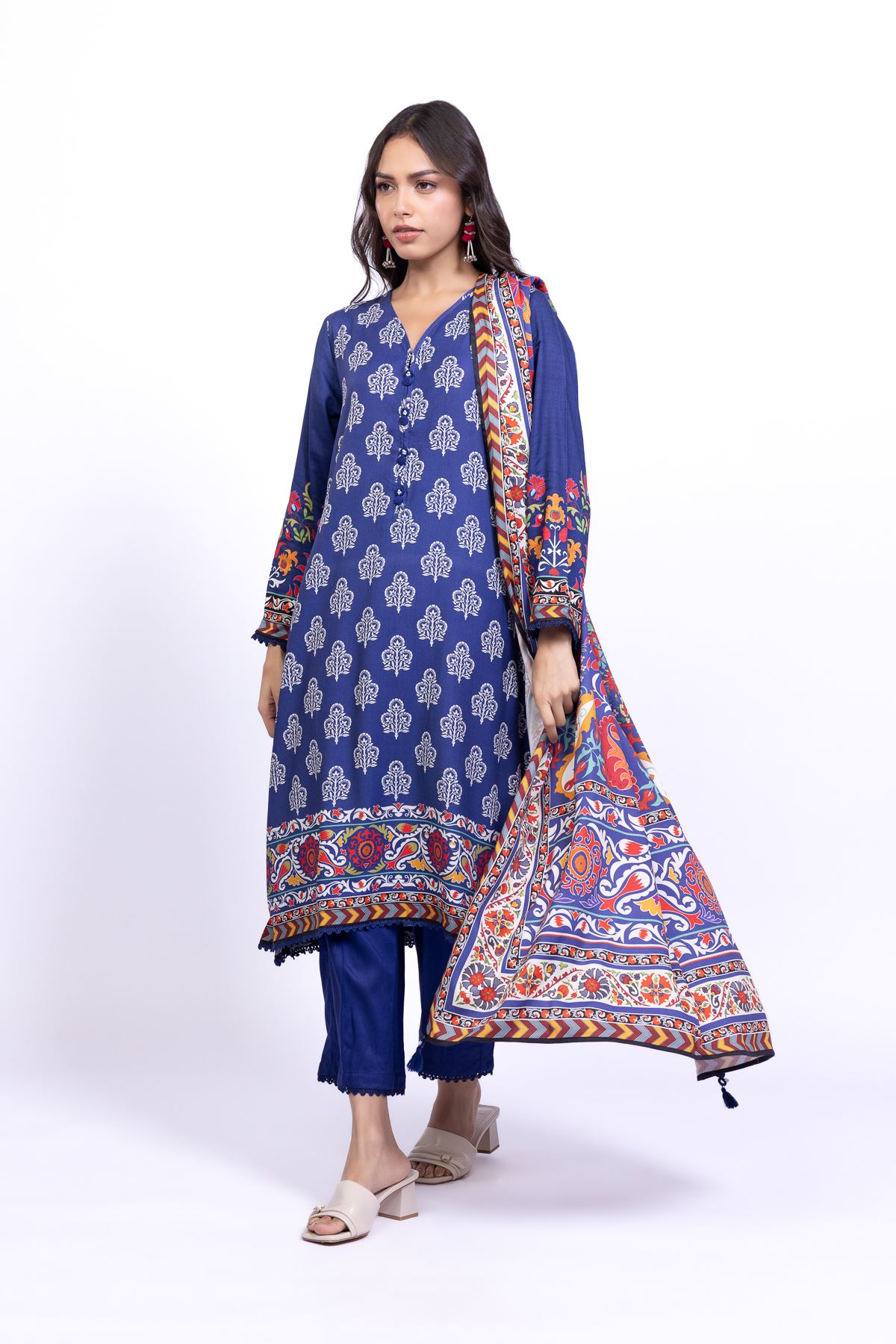 Printed Marina Dupatta - 1-26-140-B-E-VG