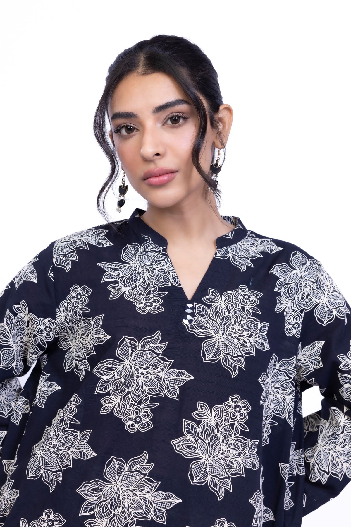 Printed Khaddar Kurta - 25-10-10E7-04TB-VG