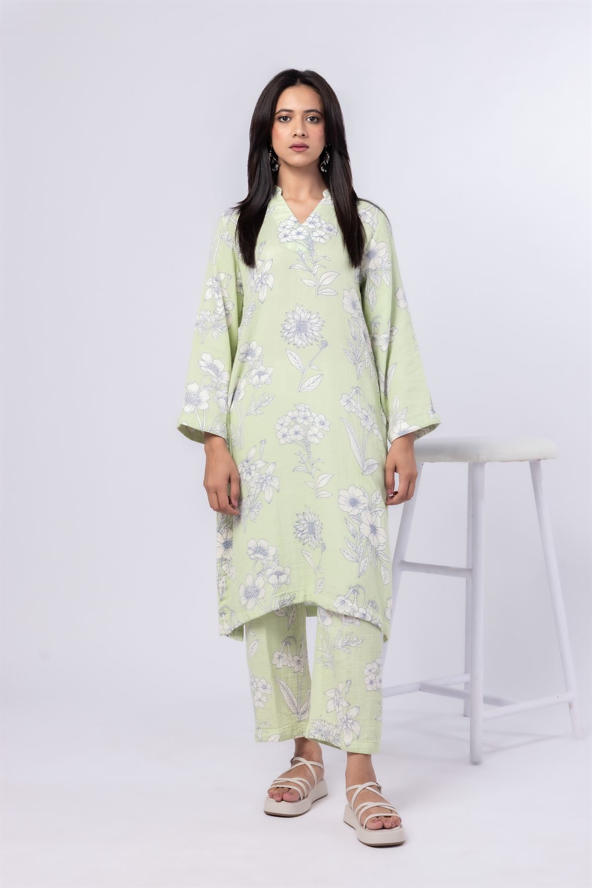 Printed Cheese Cloth Pants - 25-10-10S6-07TB-VG
