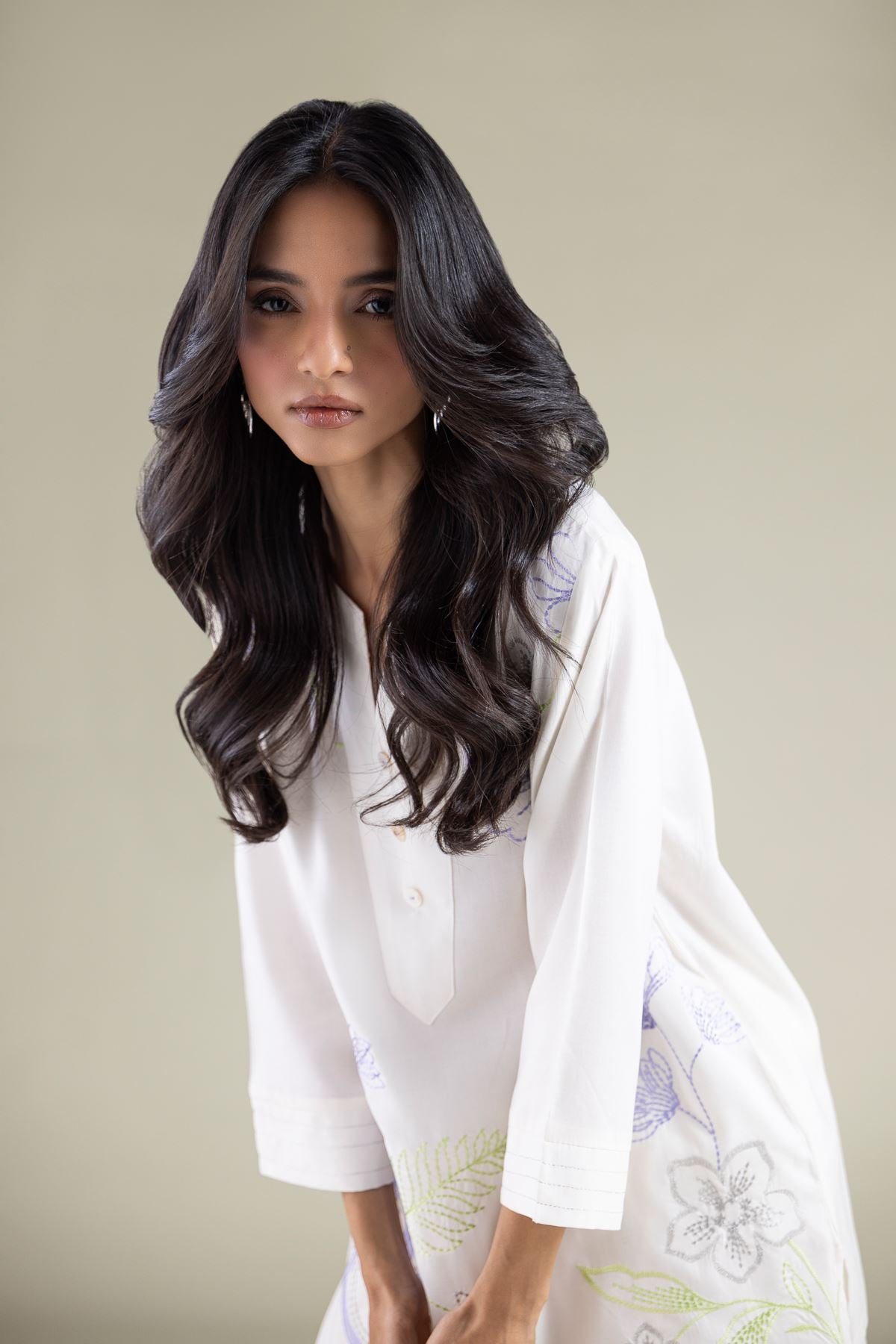 Embroidered Viscose Tunic - 6-26-105-A-C-VG