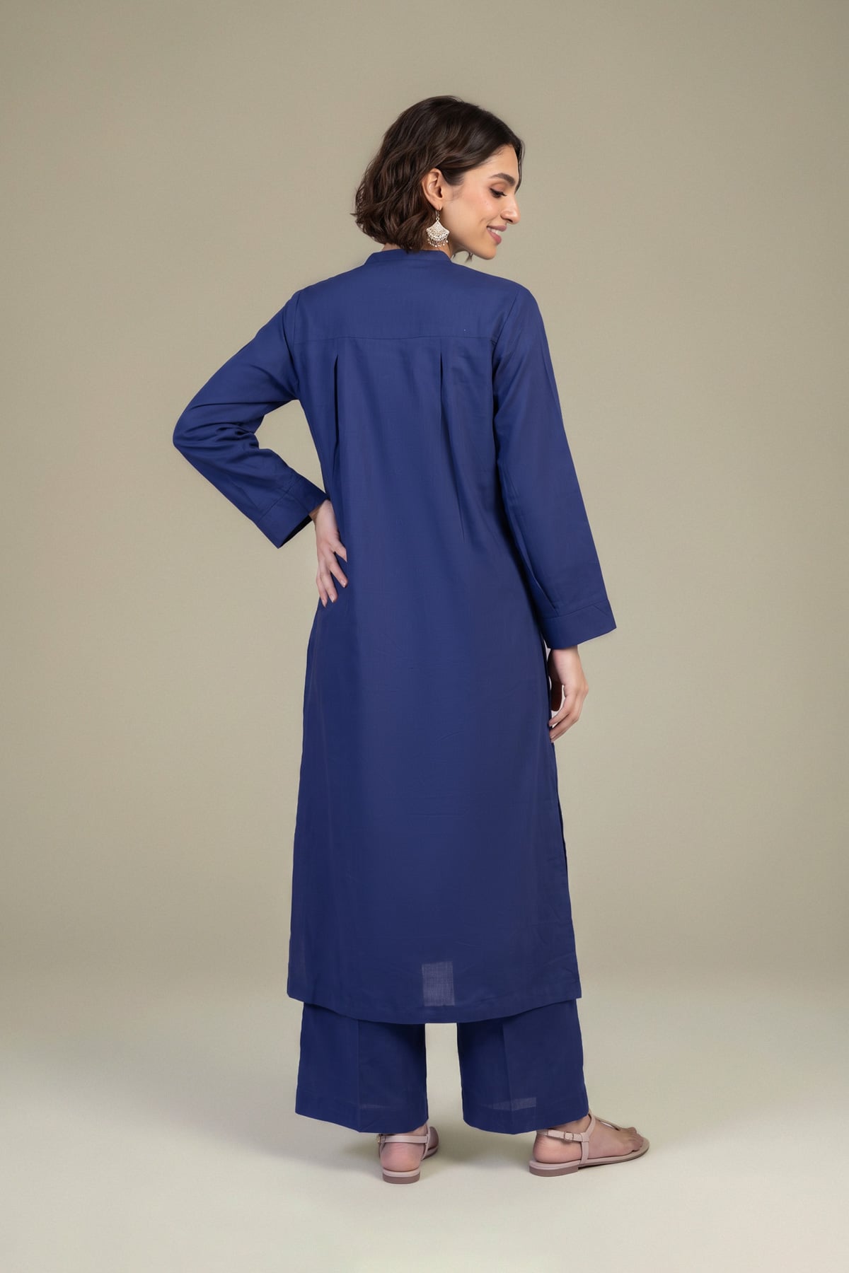 Dyed Poplin Navy Poplin Kurta - 2-26-202-A-D-VG