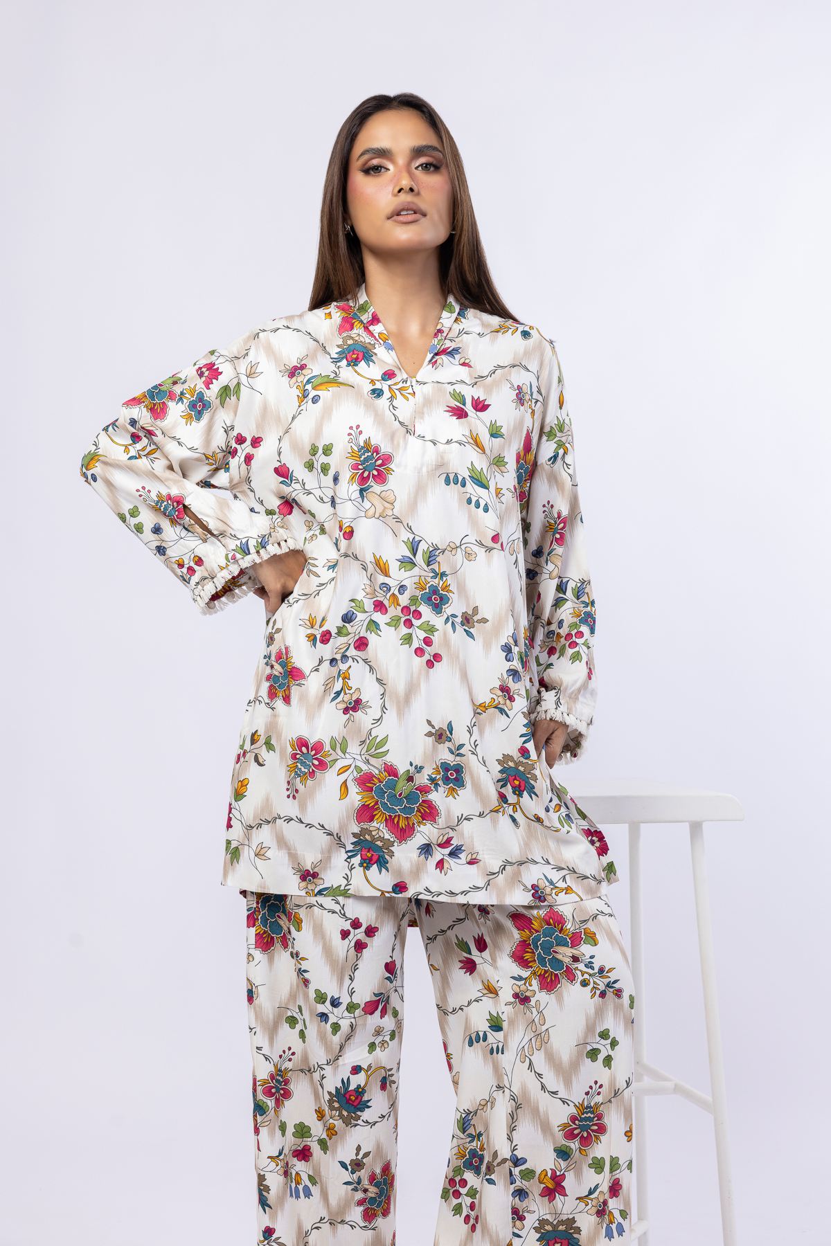 Printed Viscose Crepe Kurta - 25-07-7E5-06TB-VG
