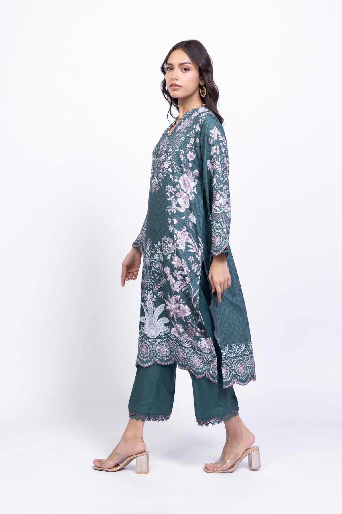 Embroidered Satin Pants - 1-26-102-A-F-VG