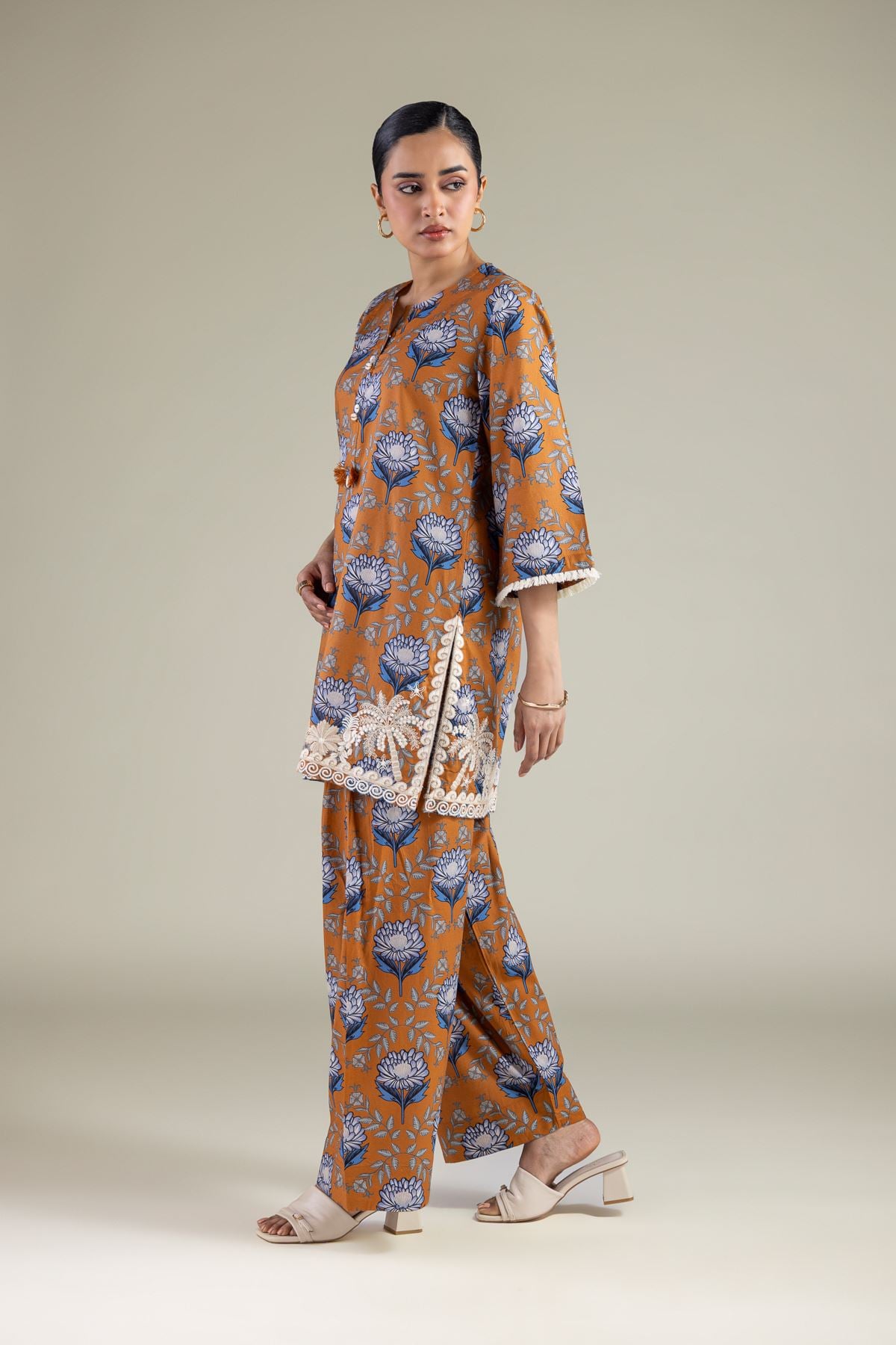 Embroidered Cambric Summer Floral Shalwar - 1-26-123-A-G-VG
