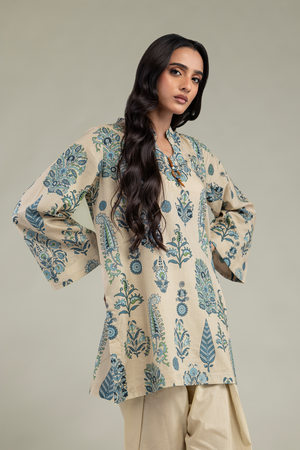 Printed Cambric Floral Cambric Kurta - 2-26-303-C-A1-VG