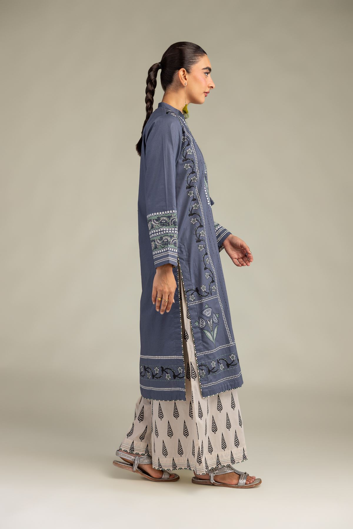 Printed Cambric Floral Cambric Kurta - 2-26-308-A-G1-VG