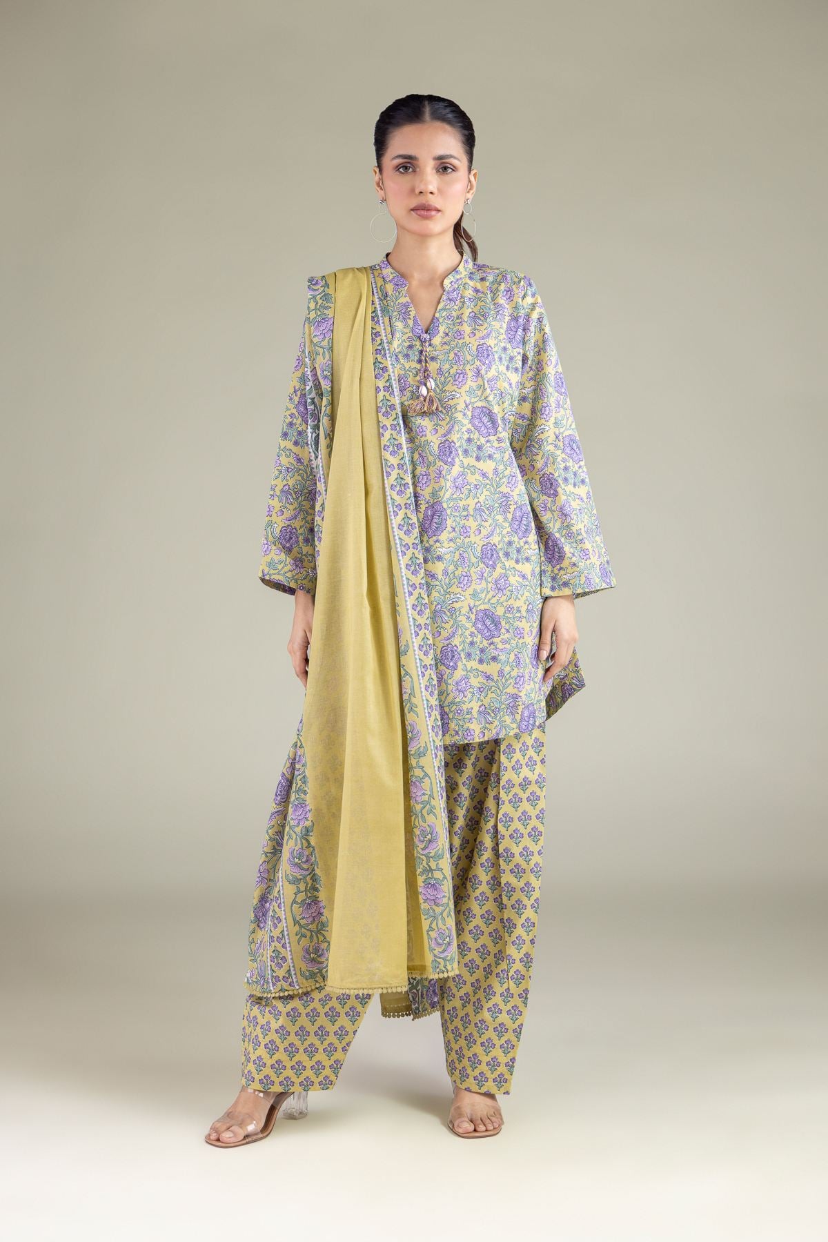 Printed Cambric Floral Summer Shalwar - 1-26-119-A-E-VG