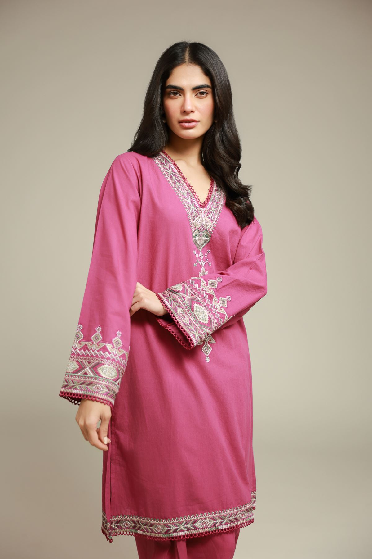 Embroidered Cambric Fabrics 2 Piece | Top and Bottom - A112-26-122EB2-VG