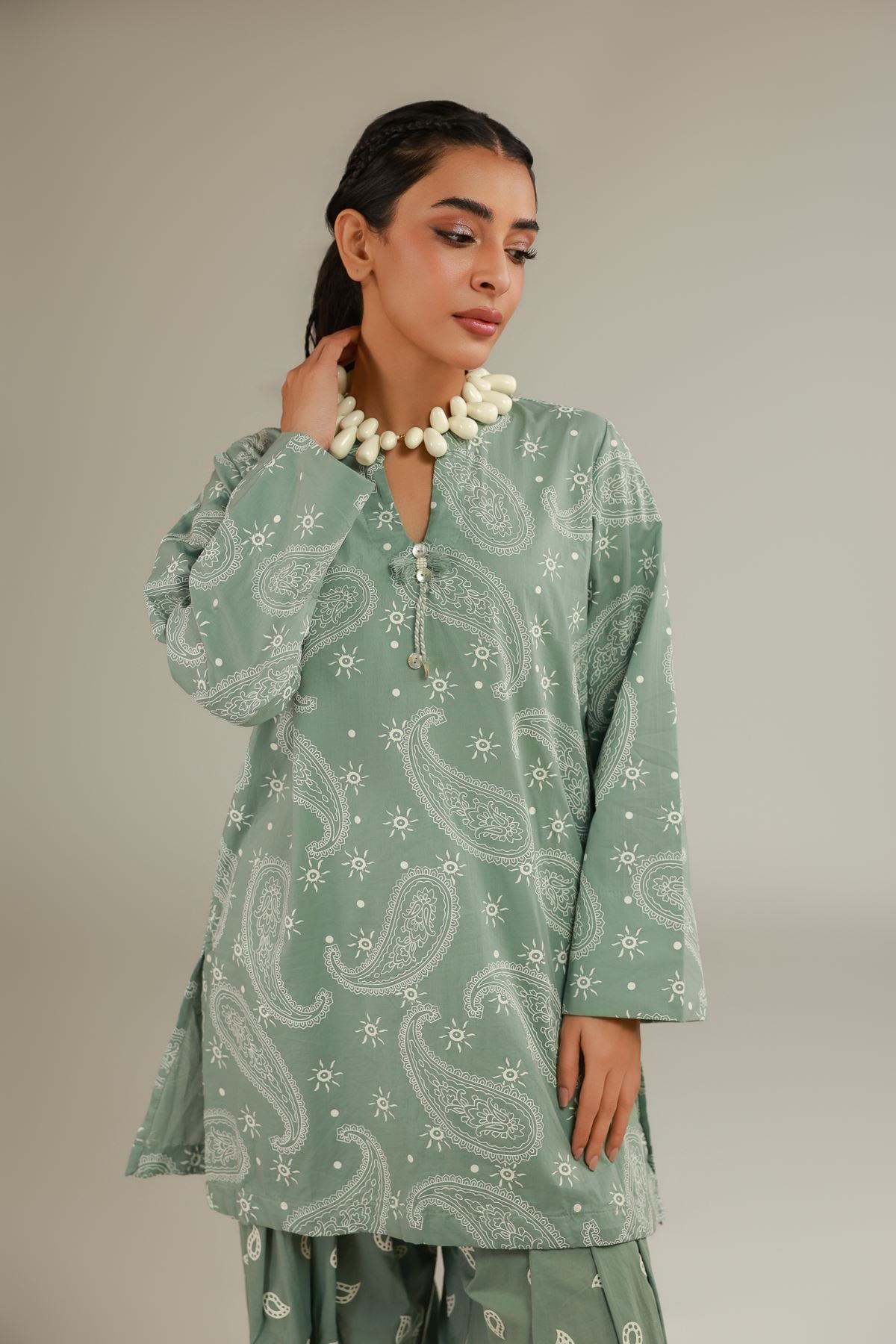 Cambric Green Cambric Kurta - 1-26-137-A-B-VG