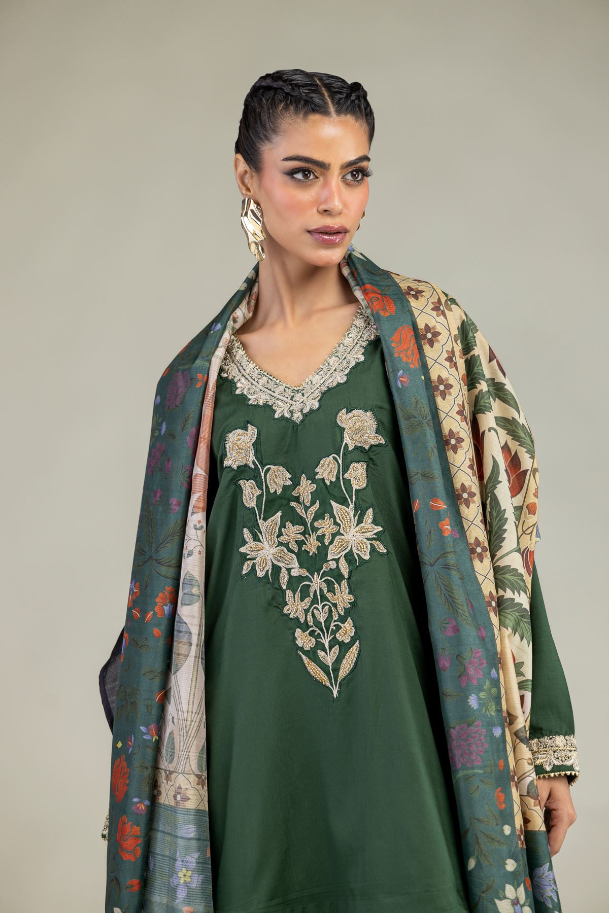 Printed Polyester Silk Silk Floral Dupatta - 2-26-203-A-C1-VG