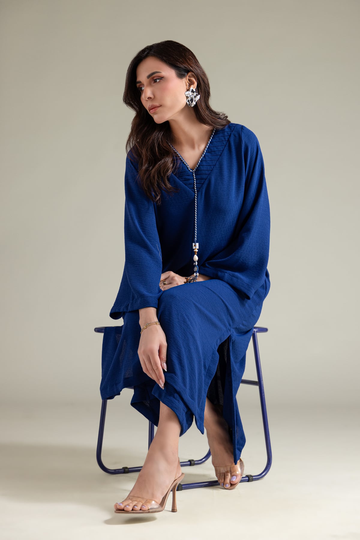 Dyed Textured Georgette Blue Georgette Kurta - 1-26-138-A-C-VG