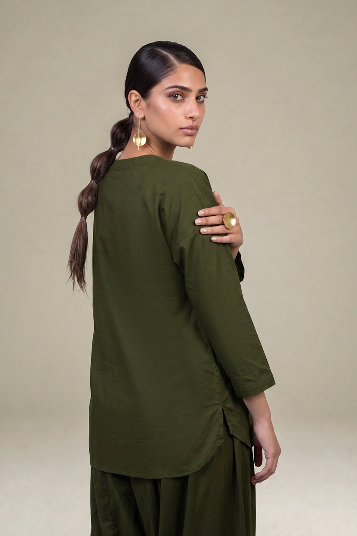 Dyed Cotton Dobby 2-Piece Tailored Set - 2-26-308-A-G1-VG