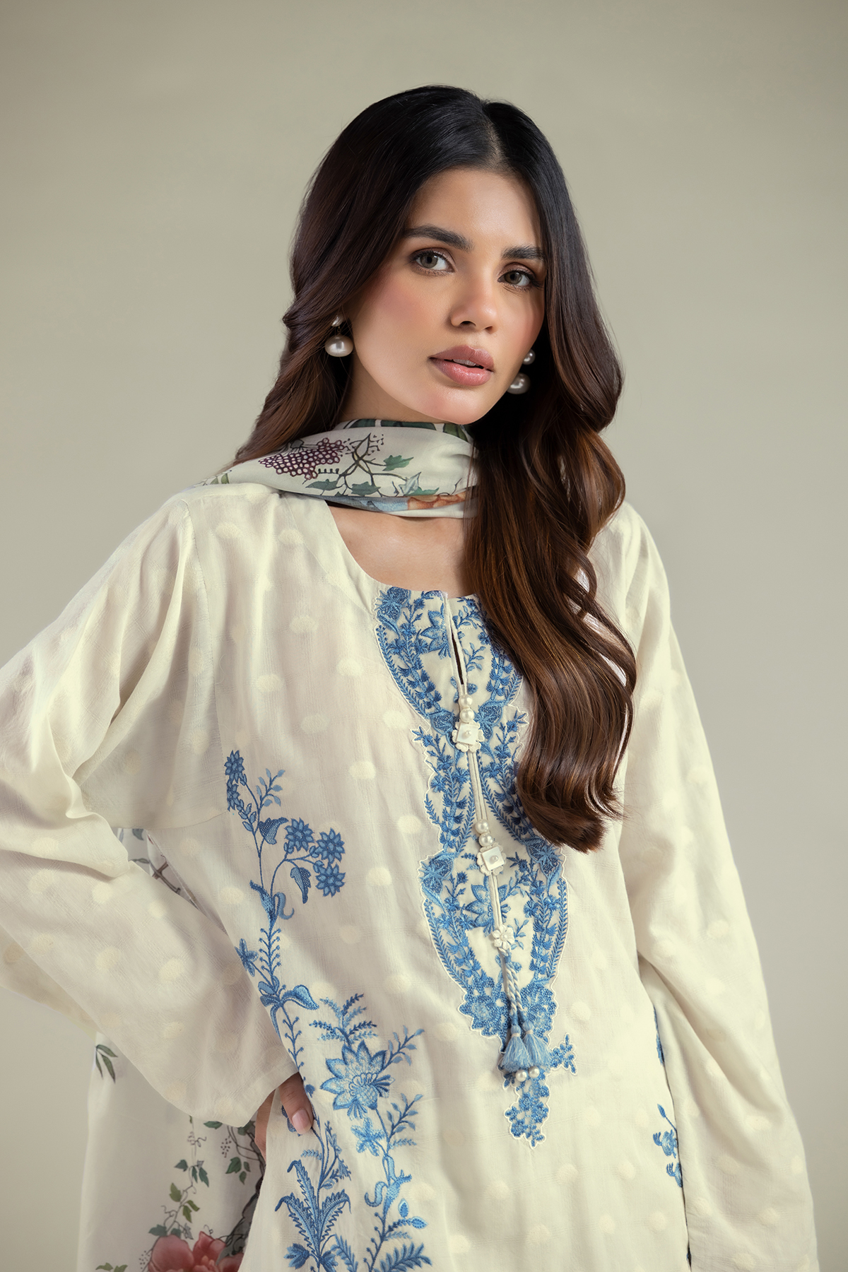 Embroidered Broshia Tailored Floral 3-Piece - 1-26-102-A-F-VG