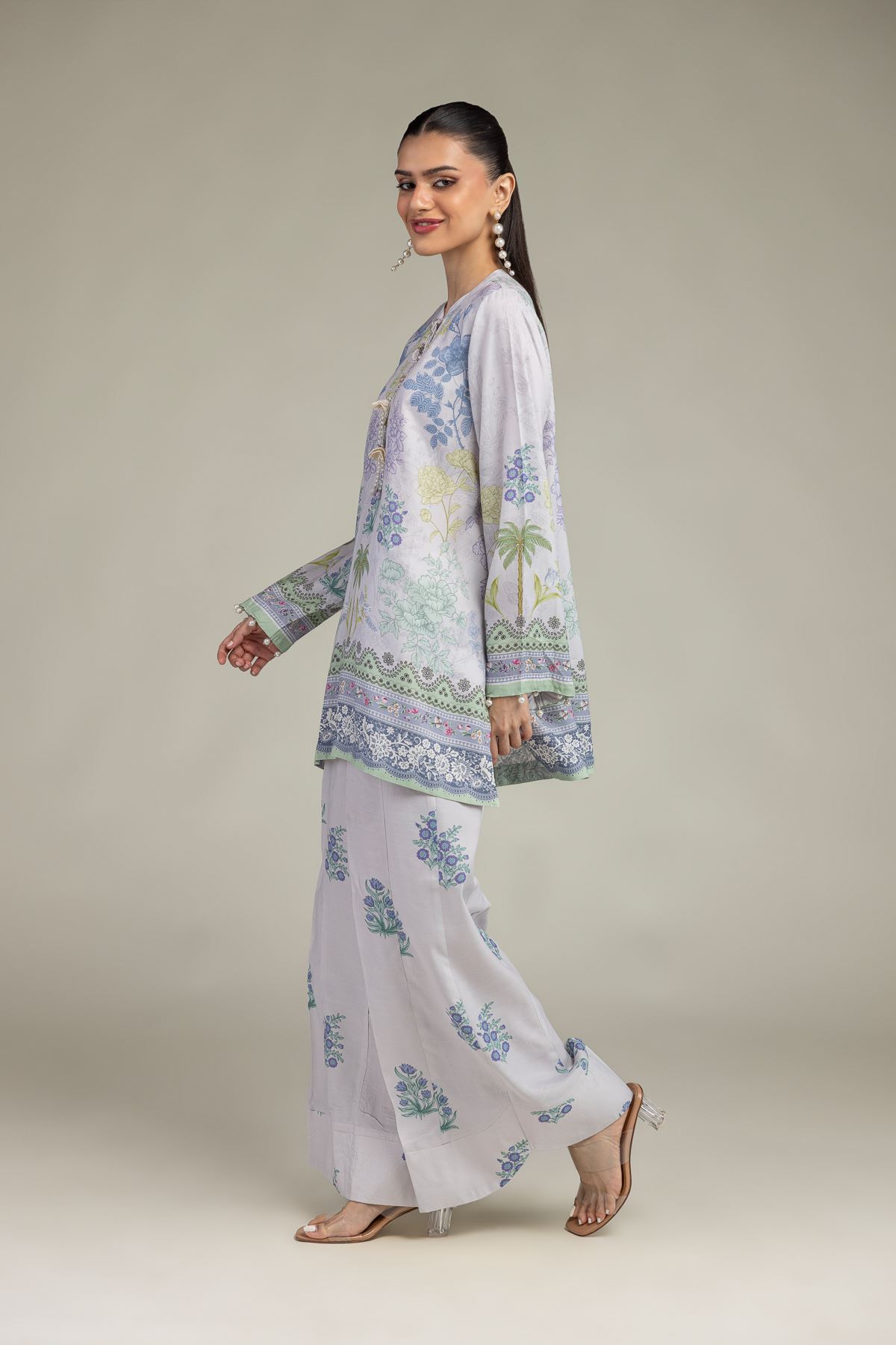 Embroidered Raw Silk Floral Silk Kurta - 1-26-219-B-H1-VG