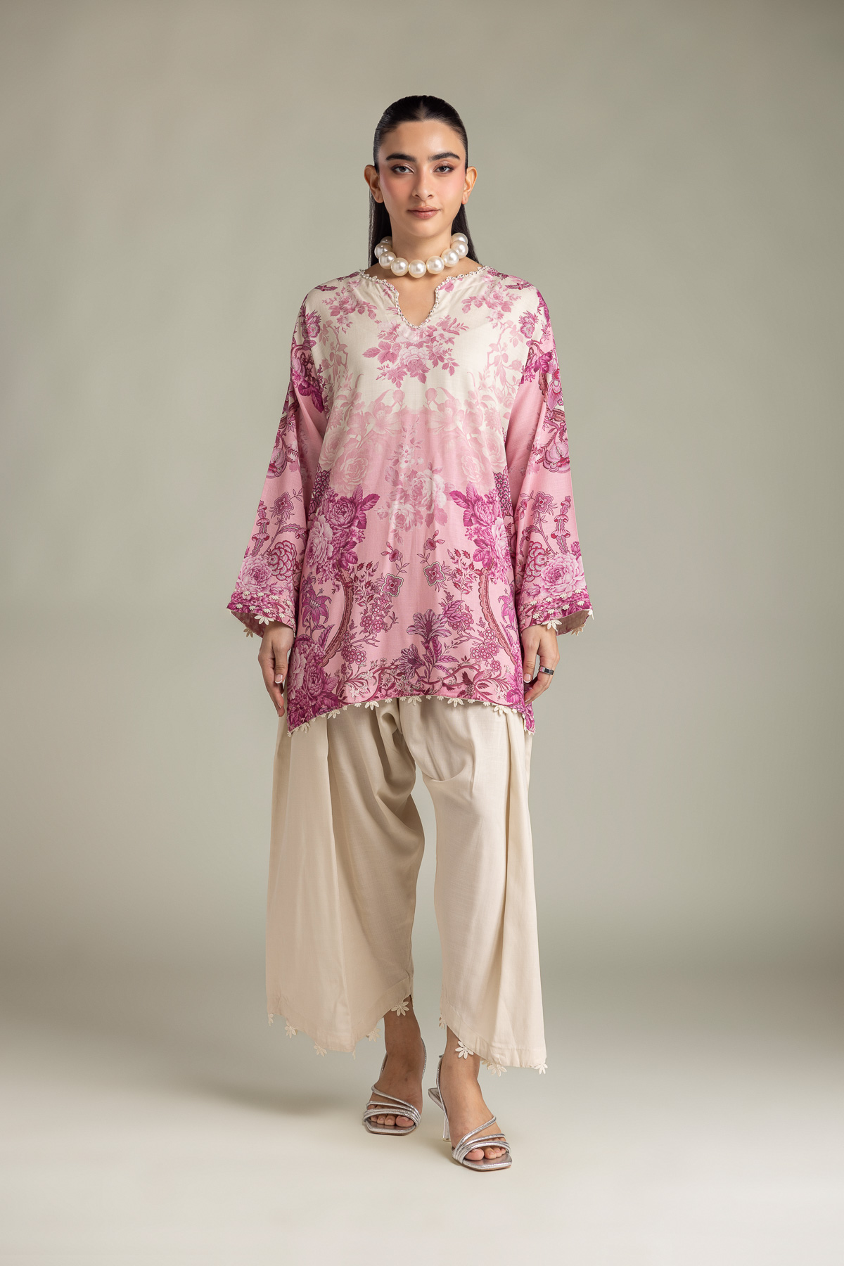 Printed Raw Silk Floral Silk Kurta - 2-26-202-A-D-VG